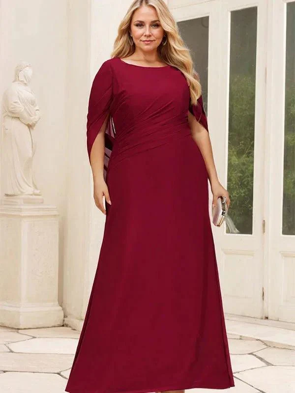 Trumpet/Mermaid Boat Neck Floor-Length Chiffon Mother of the Bride Dress With Pleated - Image 10