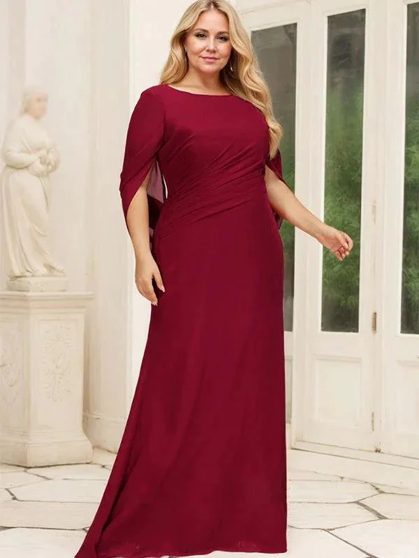 Trumpet/Mermaid Boat Neck Floor-Length Chiffon Mother of the Bride Dress With Pleated - Image 11