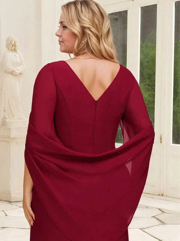 Trumpet/Mermaid Boat Neck Floor-Length Chiffon Mother of the Bride Dress With Pleated - Image 12