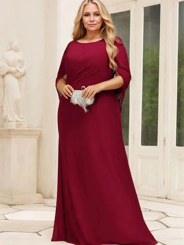 Trumpet/Mermaid Boat Neck Floor-Length Chiffon Mother of the Bride Dress With Pleated - Image 8