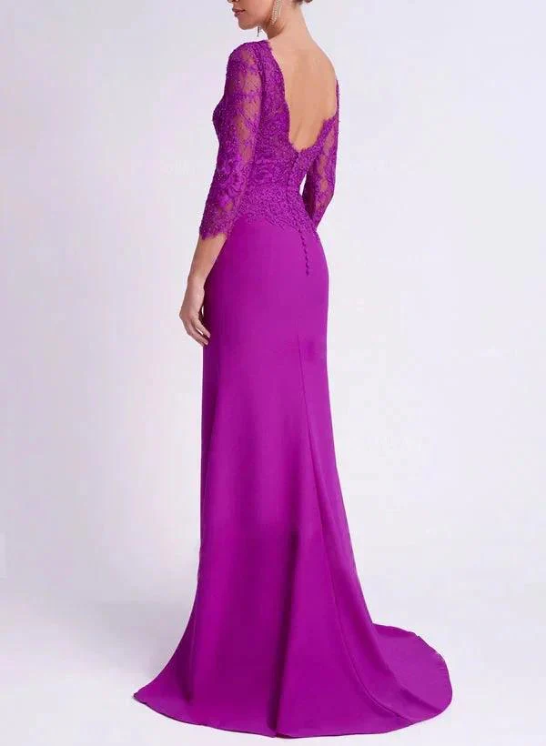 Trumpet/Mermaid Scoop Long Sleeves Mother of the Bride Dresses With Lace - Image 2