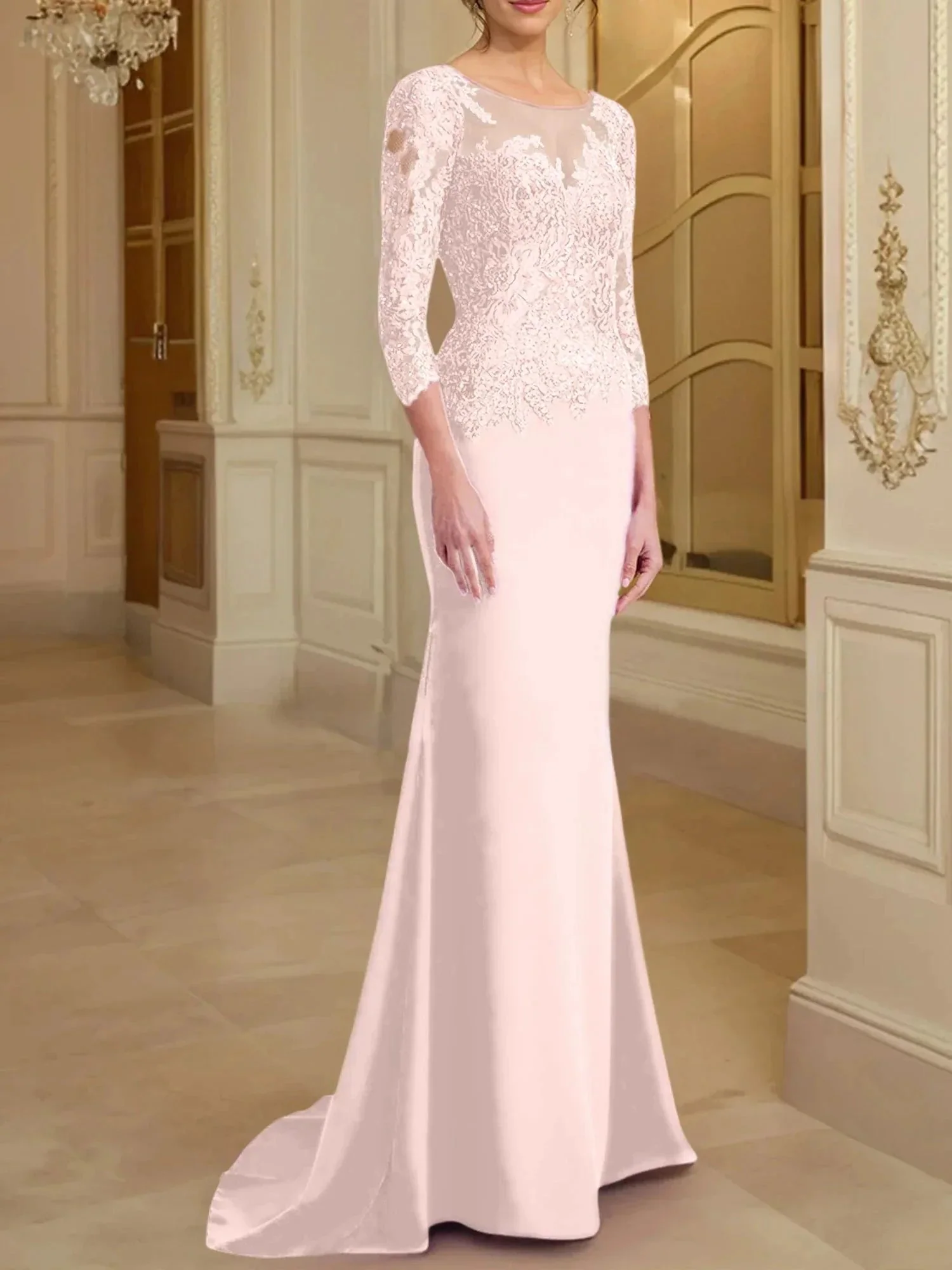 Trumpet/Mermaid Scoop Long Sleeves Mother of the Bride Dresses With Lace - Image 31