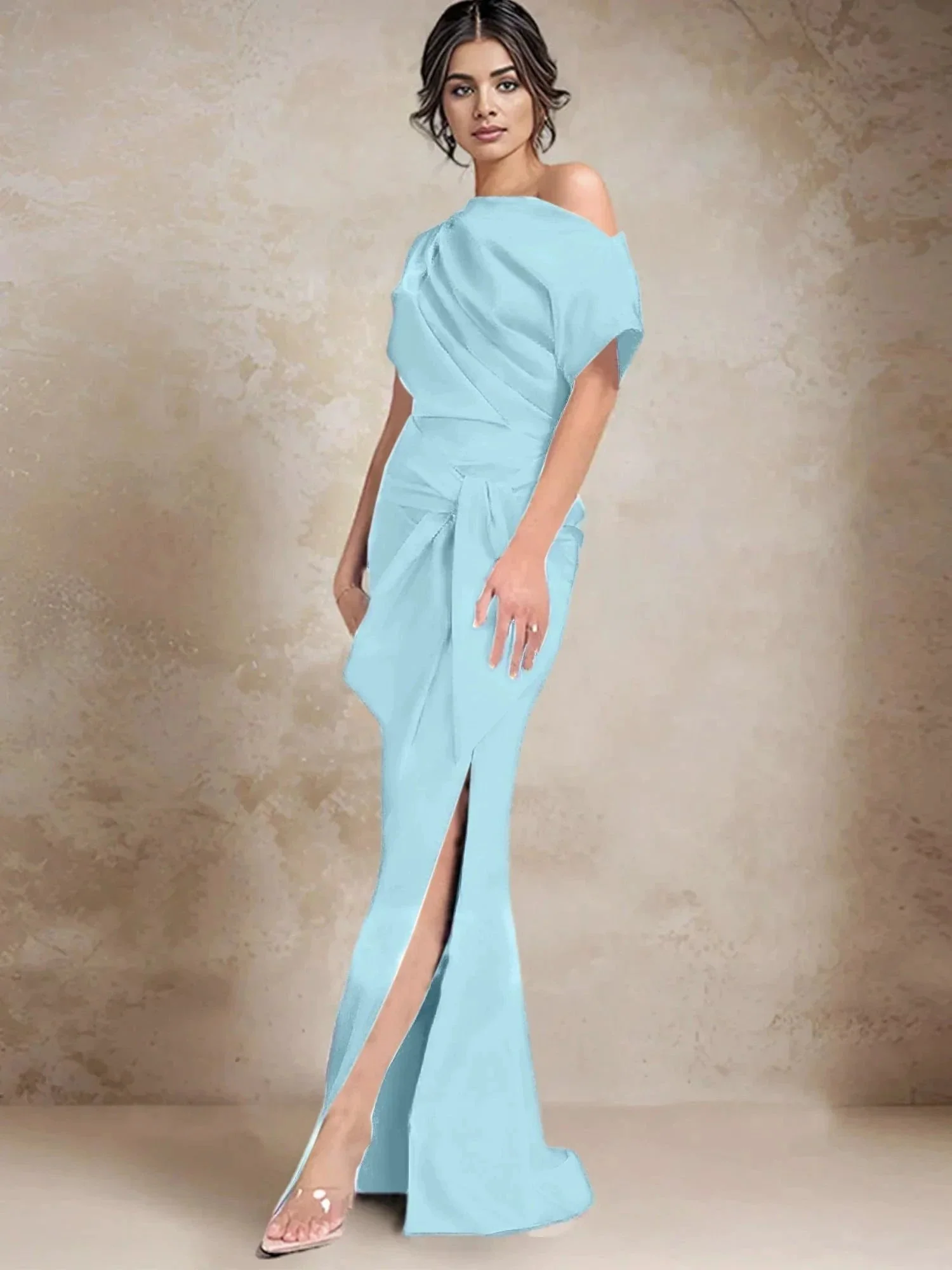 Trumpet/Mermaid One-Shoulder Mother of the Bride Dresses with Split Side - Image 102
