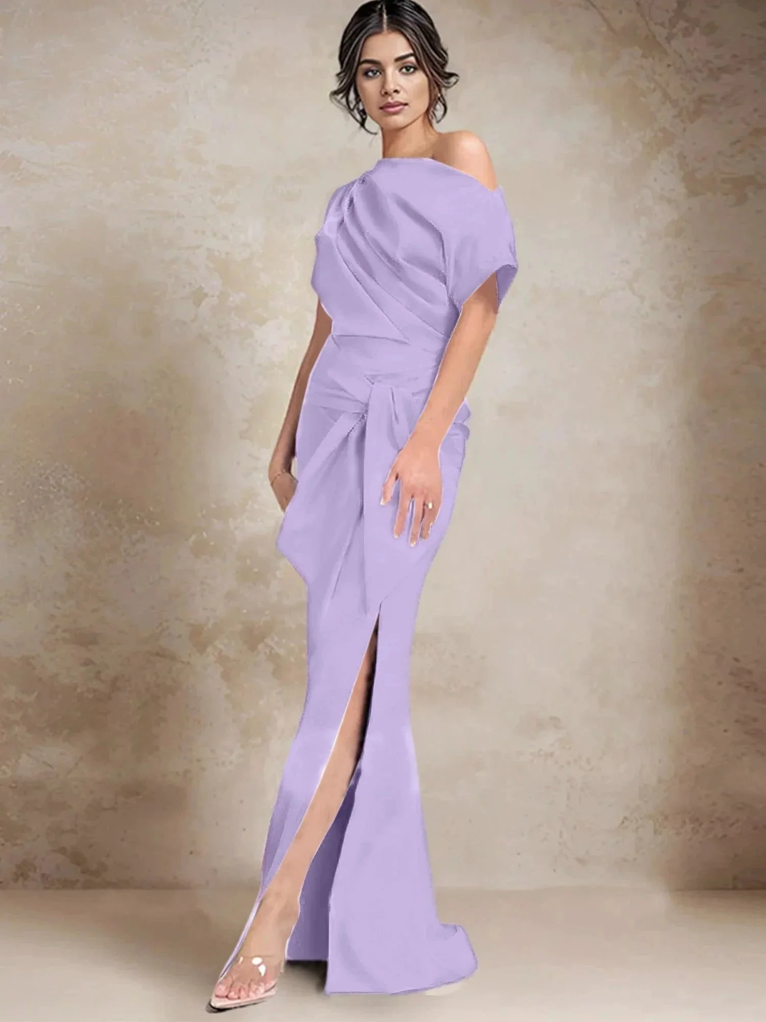 Trumpet/Mermaid One-Shoulder Mother of the Bride Dresses with Split Side - Image 103