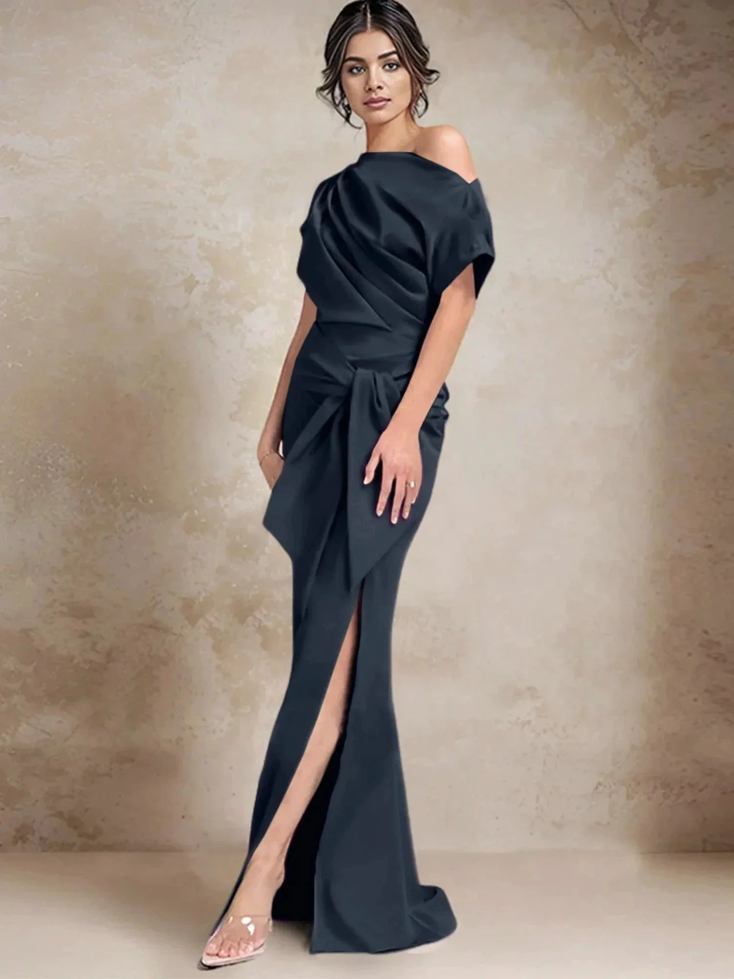 Trumpet/Mermaid One-Shoulder Mother of the Bride Dresses with Split Side - Image 109