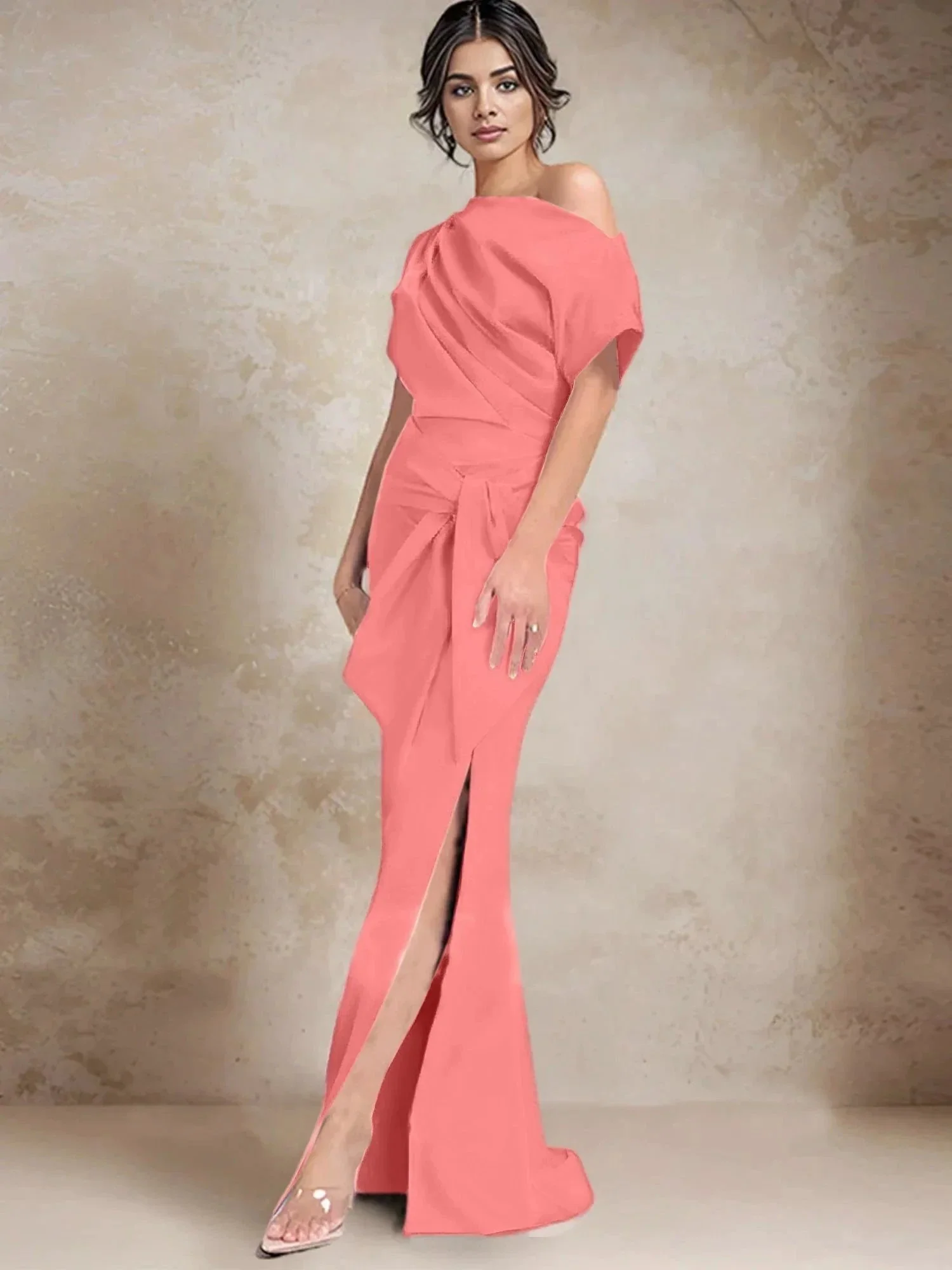 Trumpet/Mermaid One-Shoulder Mother of the Bride Dresses with Split Side - Image 11