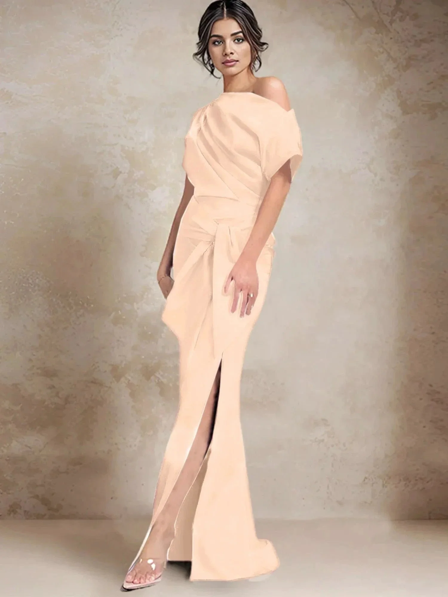 Trumpet/Mermaid One-Shoulder Mother of the Bride Dresses with Split Side - Image 114