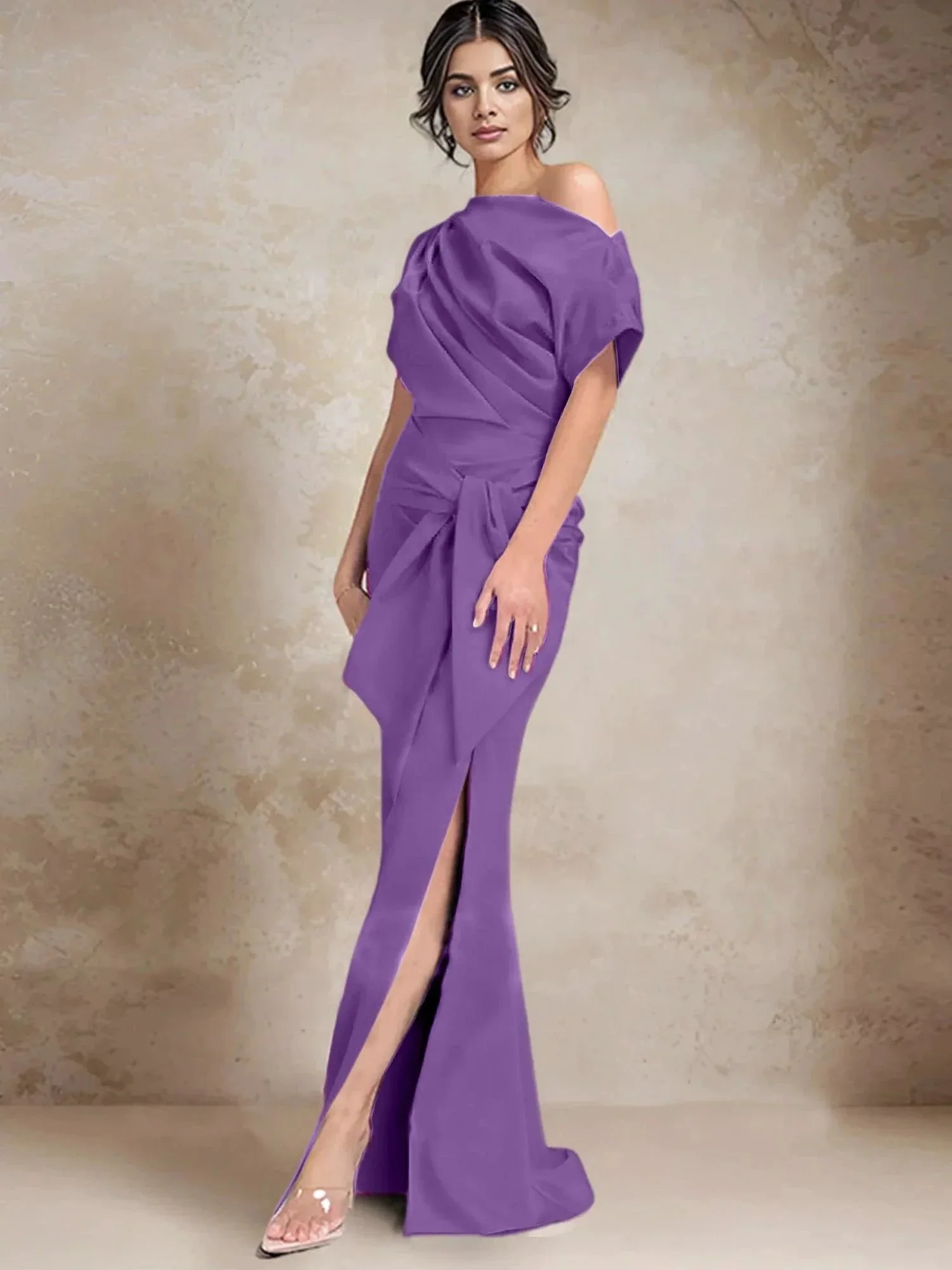 Trumpet/Mermaid One-Shoulder Mother of the Bride Dresses with Split Side - Image 119