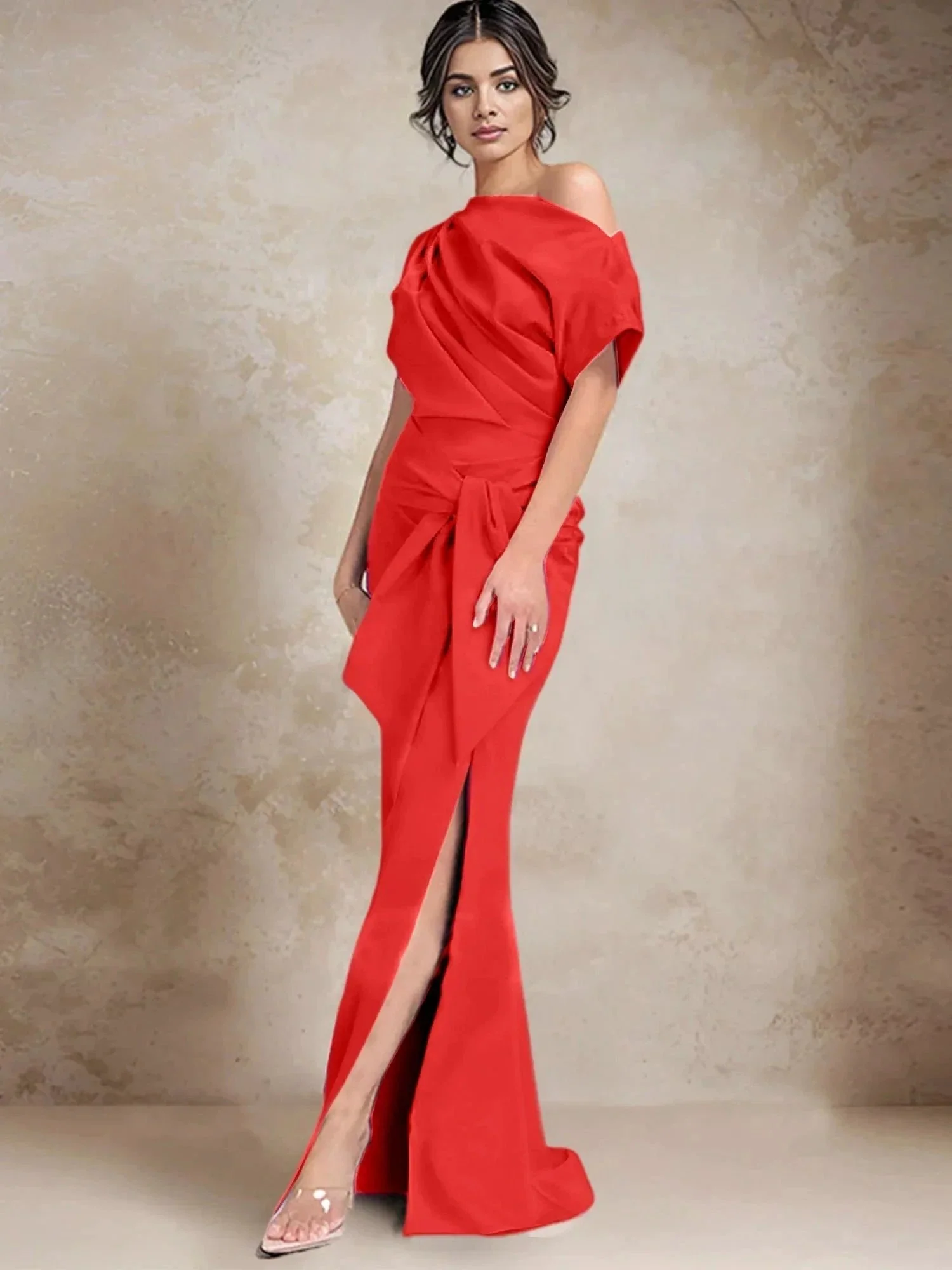 Trumpet/Mermaid One-Shoulder Mother of the Bride Dresses with Split Side - Image 120