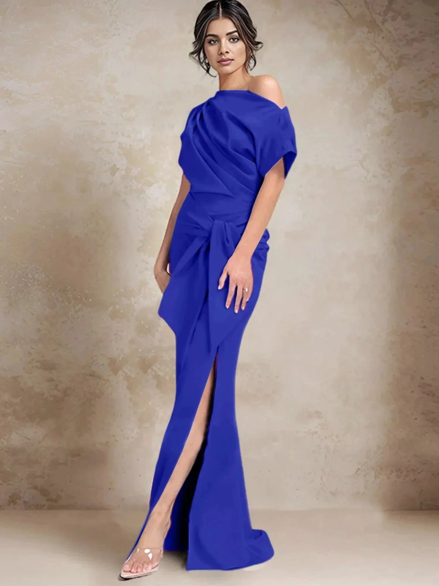 Trumpet/Mermaid One-Shoulder Mother of the Bride Dresses with Split Side - Image 121