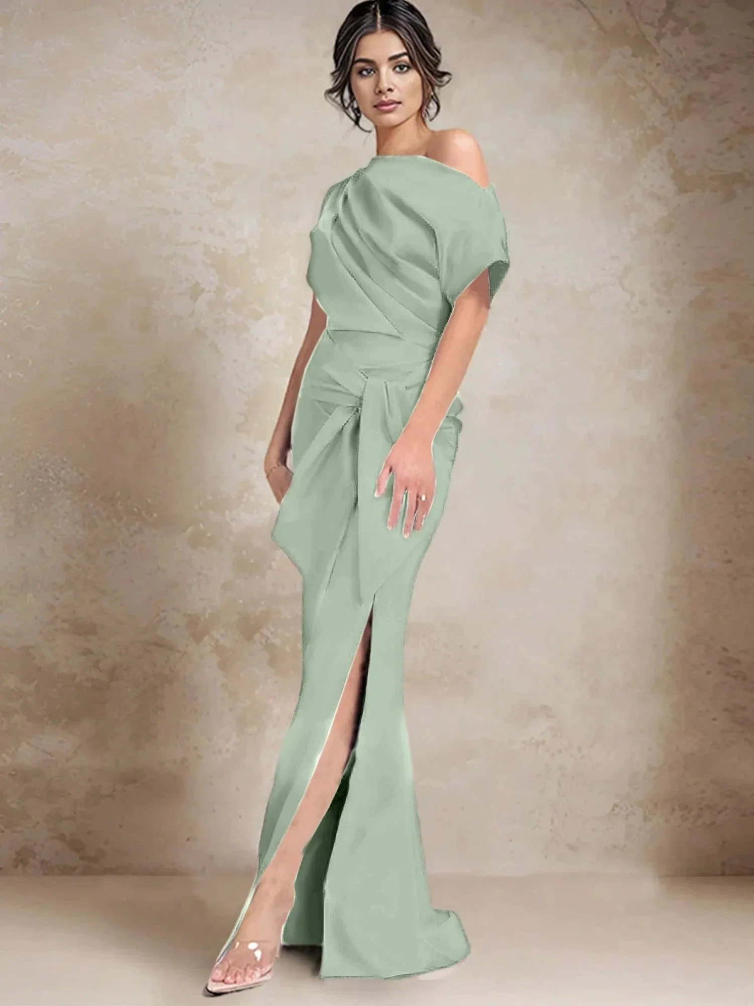 Trumpet/Mermaid One-Shoulder Mother of the Bride Dresses with Split Side - Image 123