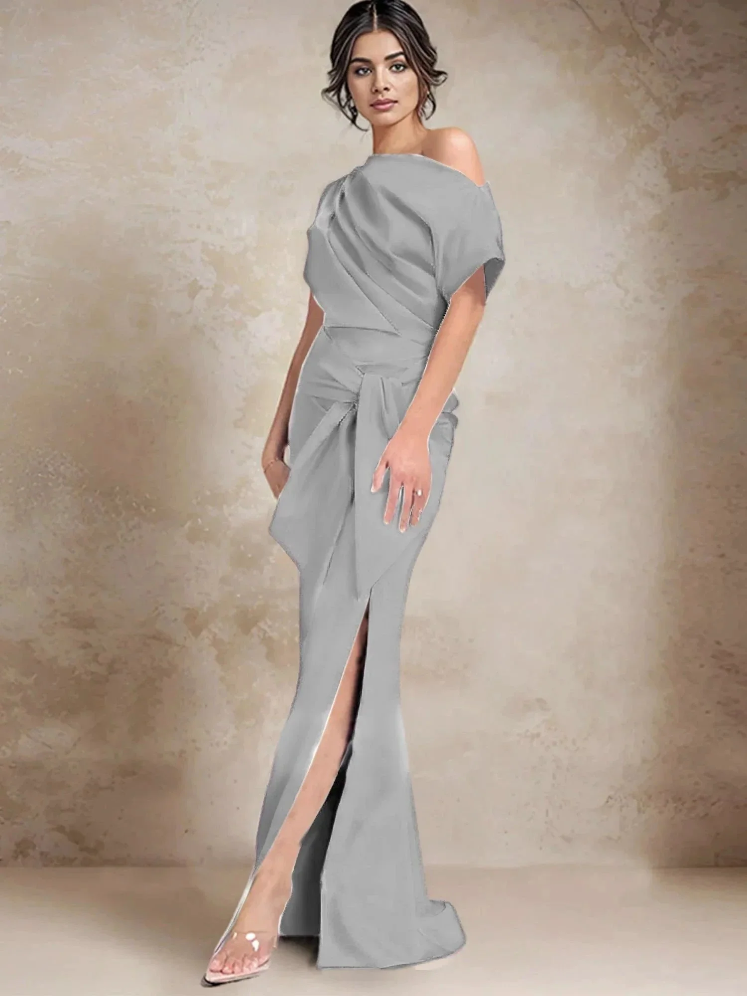 Trumpet/Mermaid One-Shoulder Mother of the Bride Dresses with Split Side - Image 125