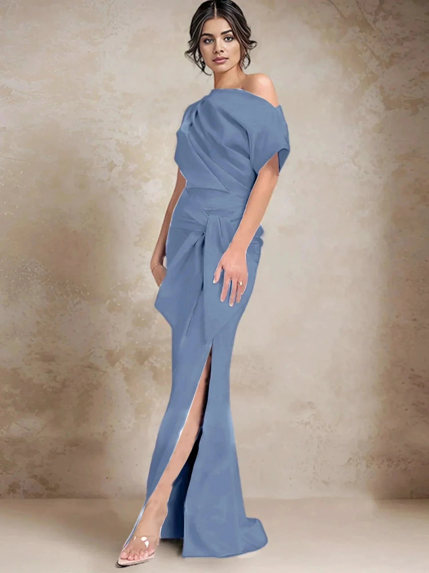 Trumpet/Mermaid One-Shoulder Mother of the Bride Dresses with Split Side - Image 129