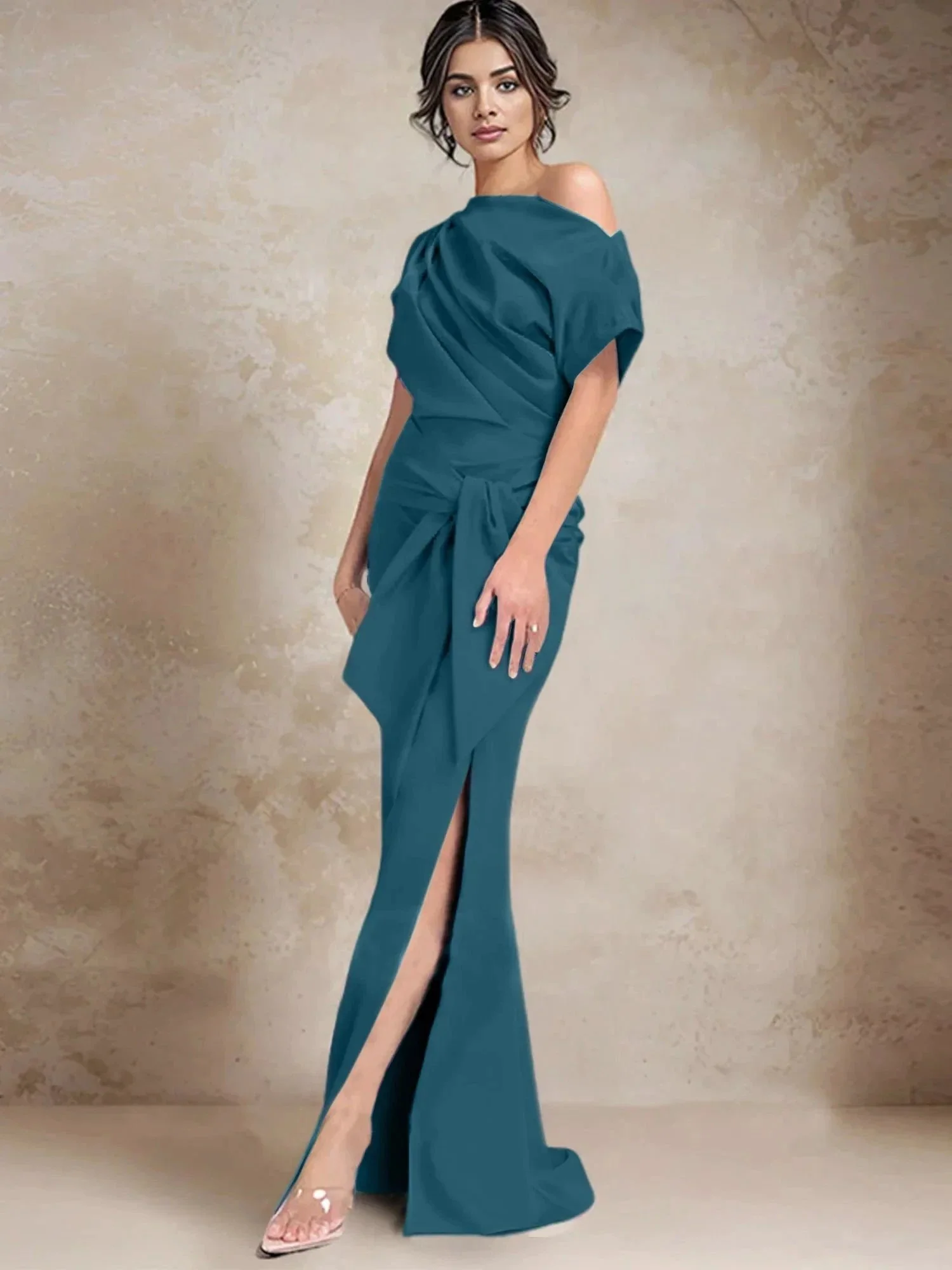 Trumpet/Mermaid One-Shoulder Mother of the Bride Dresses with Split Side - Image 132