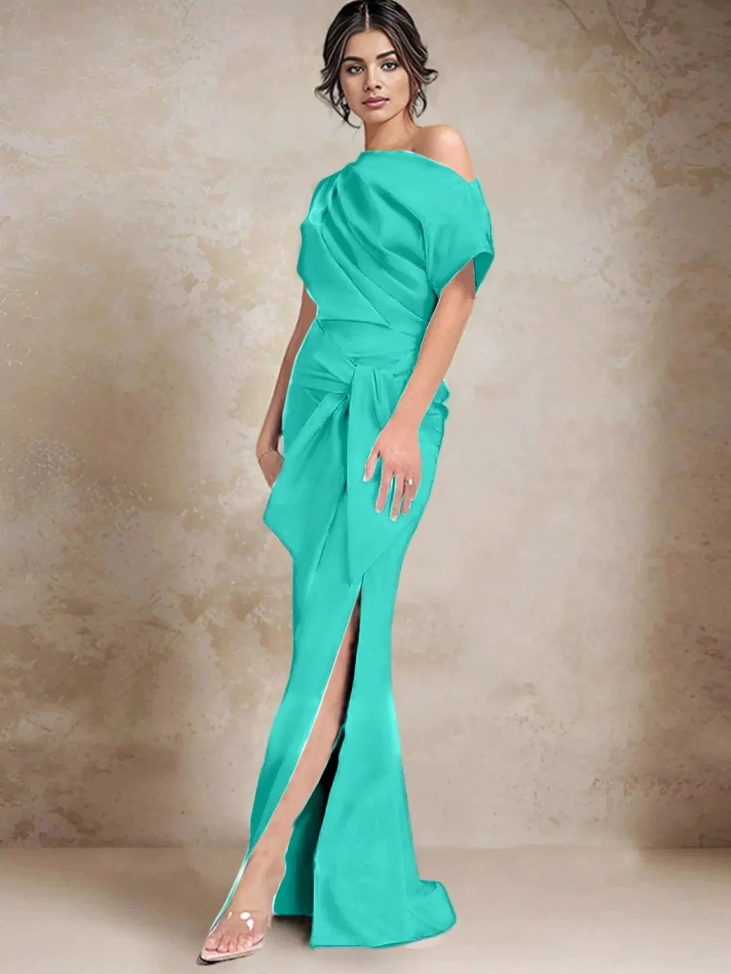 Trumpet/Mermaid One-Shoulder Mother of the Bride Dresses with Split Side - Image 133