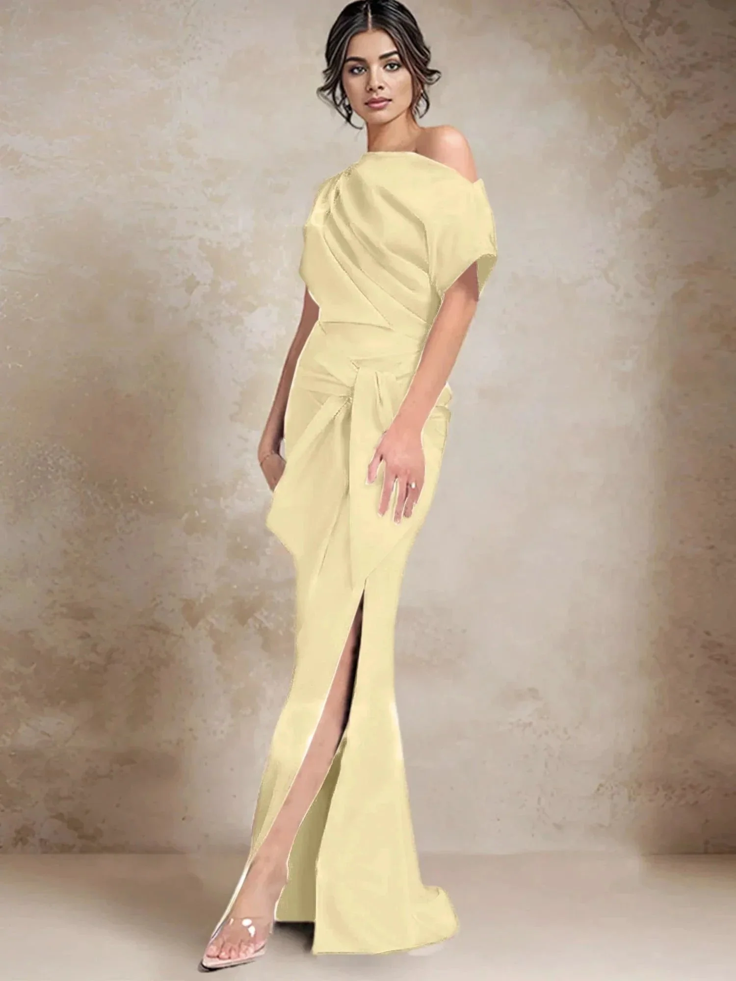 Trumpet/Mermaid One-Shoulder Mother of the Bride Dresses with Split Side - Image 136