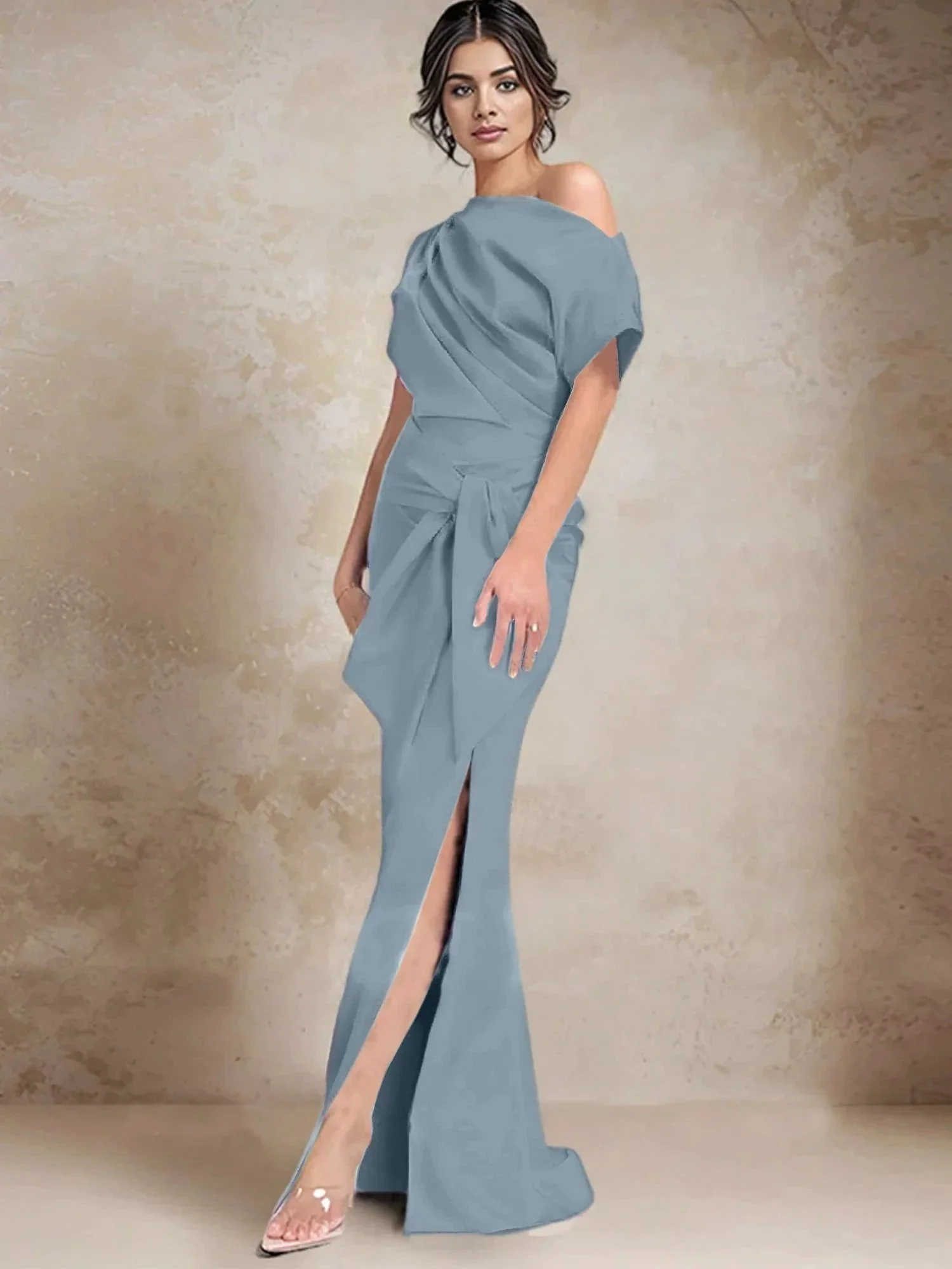 Trumpet/Mermaid One-Shoulder Mother of the Bride Dresses with Split Side - Image 14