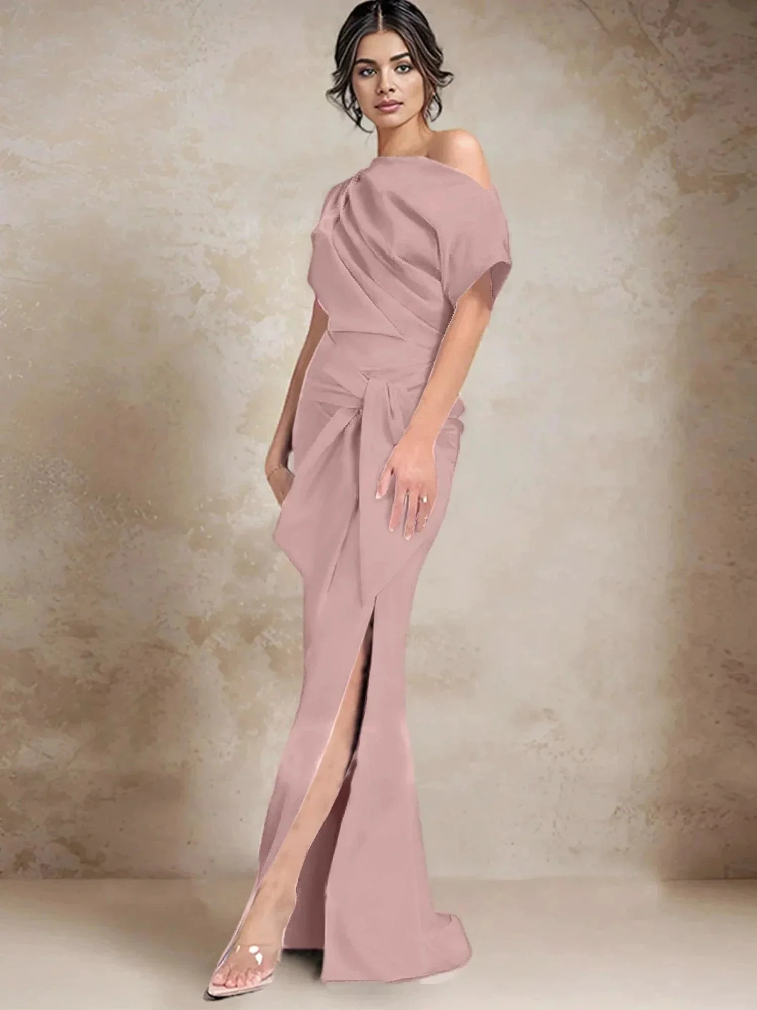 Trumpet/Mermaid One-Shoulder Mother of the Bride Dresses with Split Side - Image 15