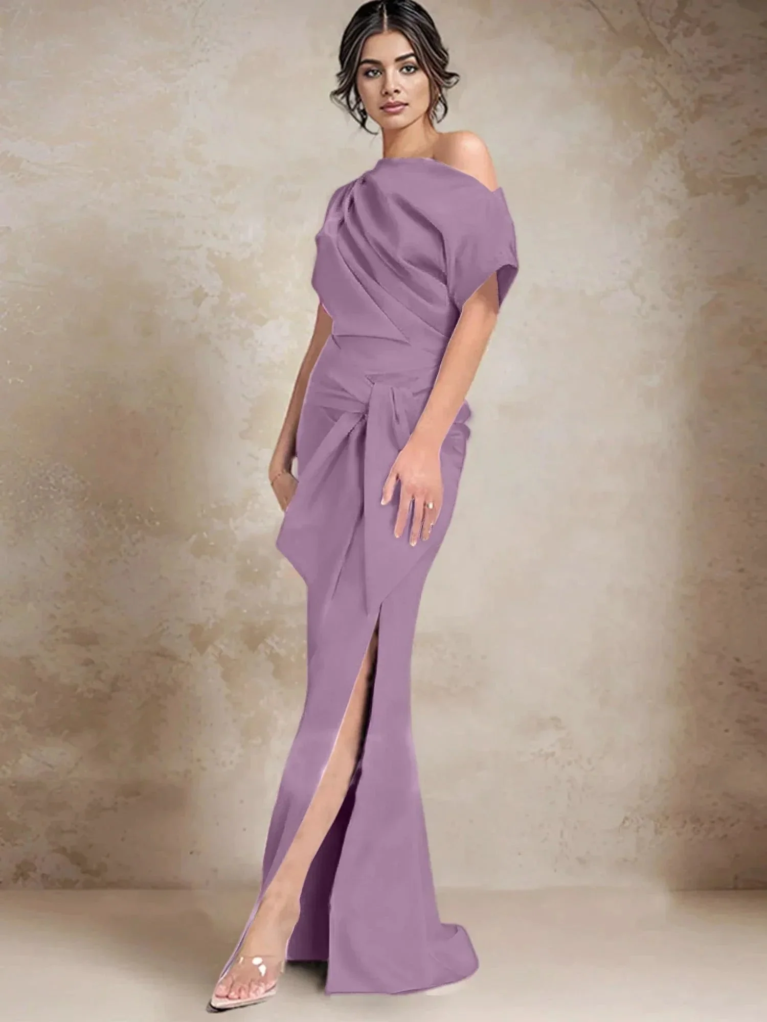 Trumpet/Mermaid One-Shoulder Mother of the Bride Dresses with Split Side - Image 16