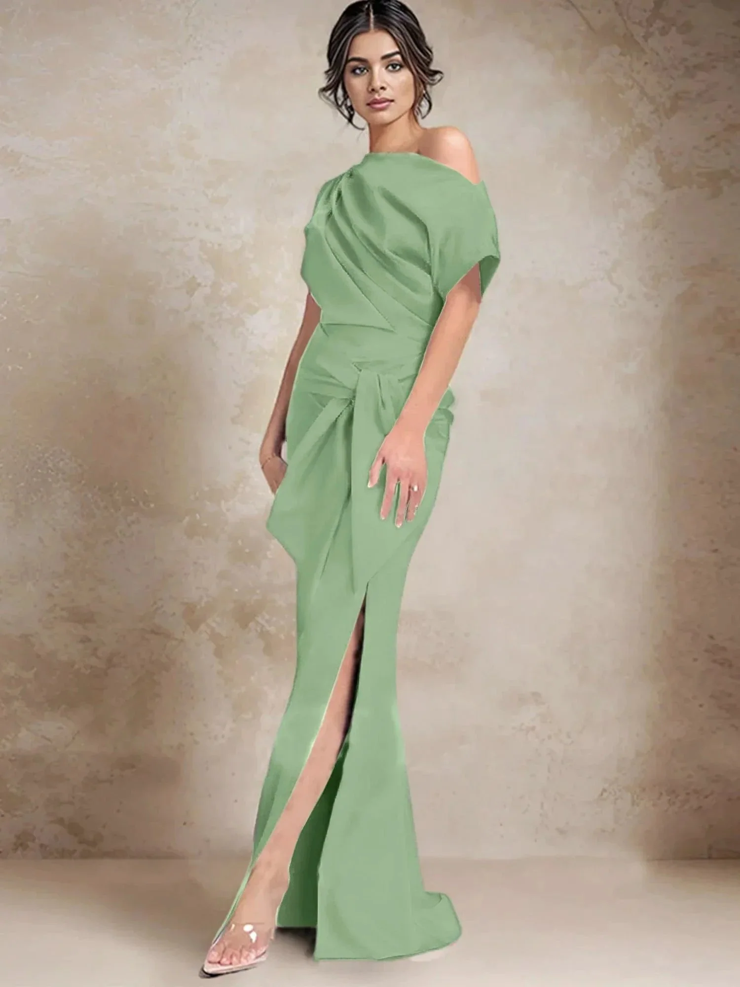 Trumpet/Mermaid One-Shoulder Mother of the Bride Dresses with Split Side - Image 18