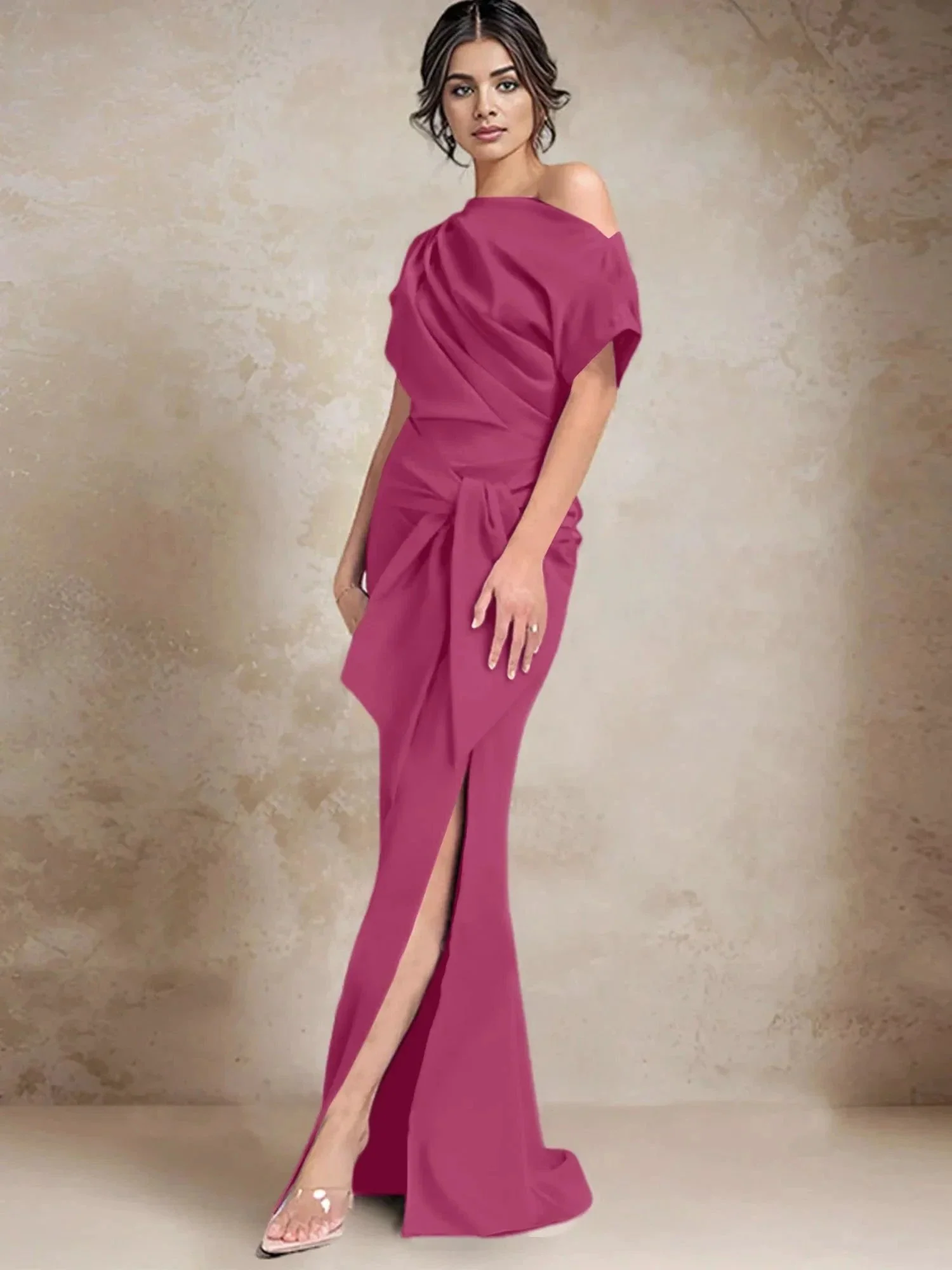 Trumpet/Mermaid One-Shoulder Mother of the Bride Dresses with Split Side - Image 21