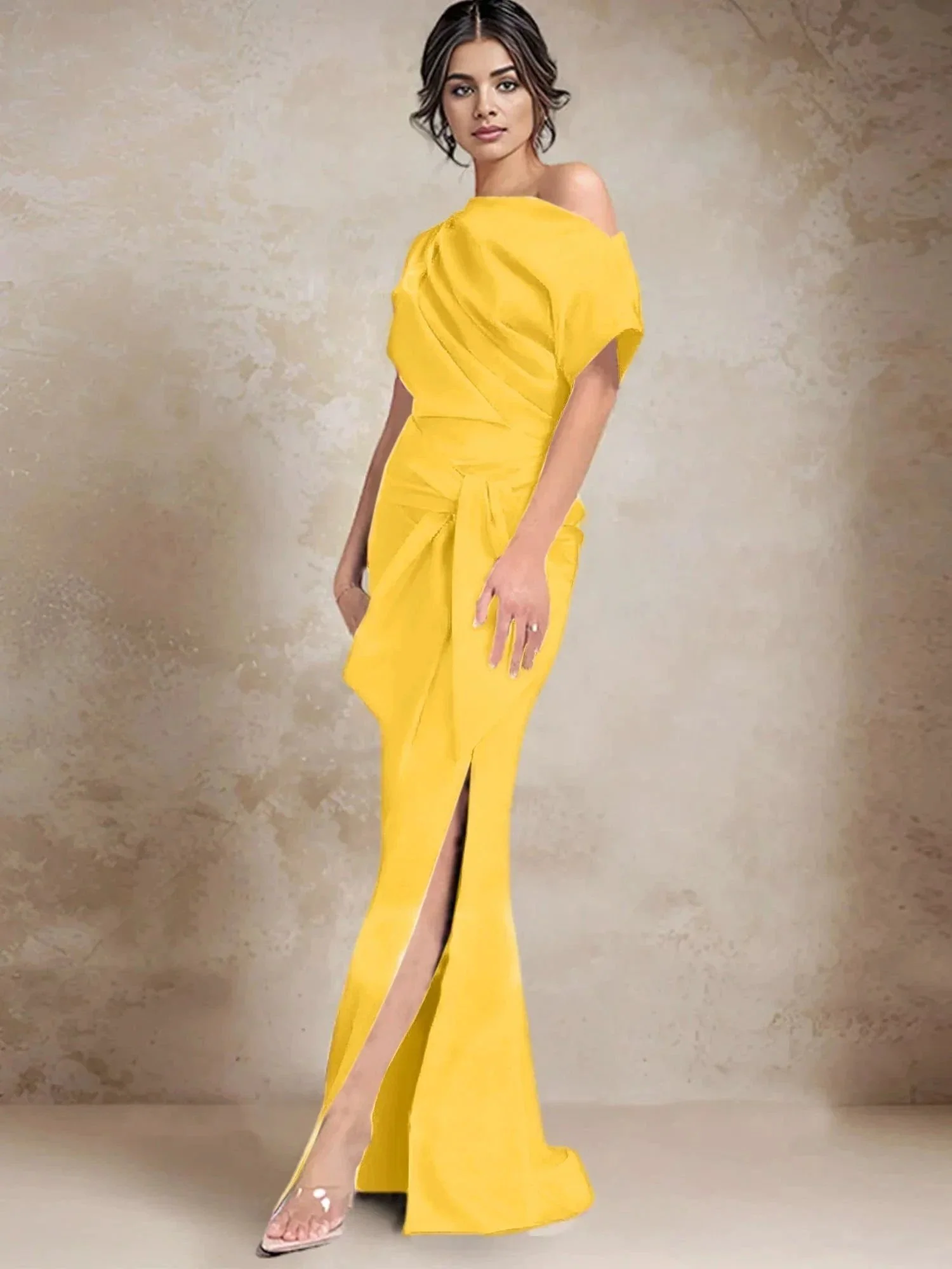 Trumpet/Mermaid One-Shoulder Mother of the Bride Dresses with Split Side - Image 23