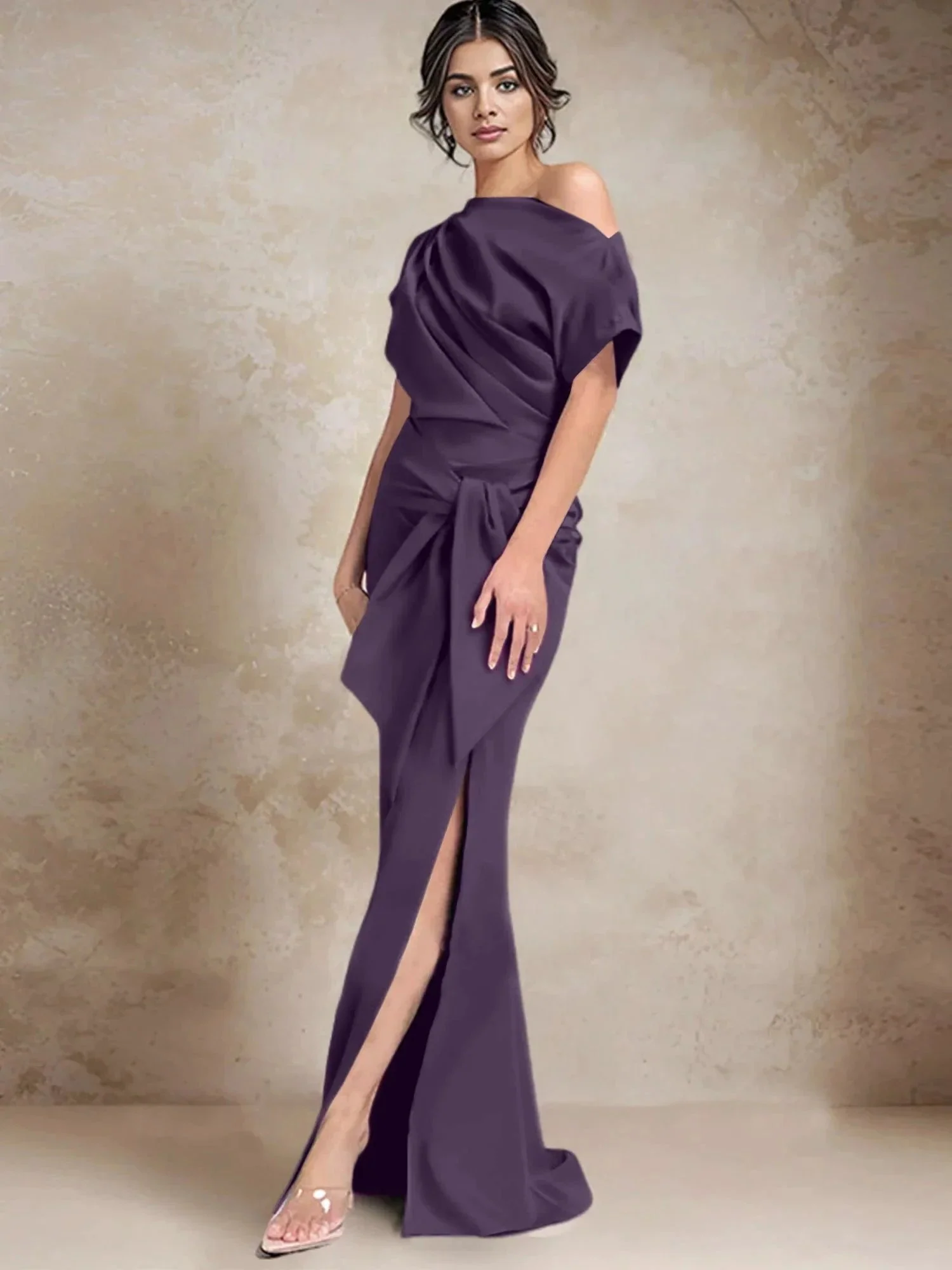 Trumpet/Mermaid One-Shoulder Mother of the Bride Dresses with Split Side - Image 24