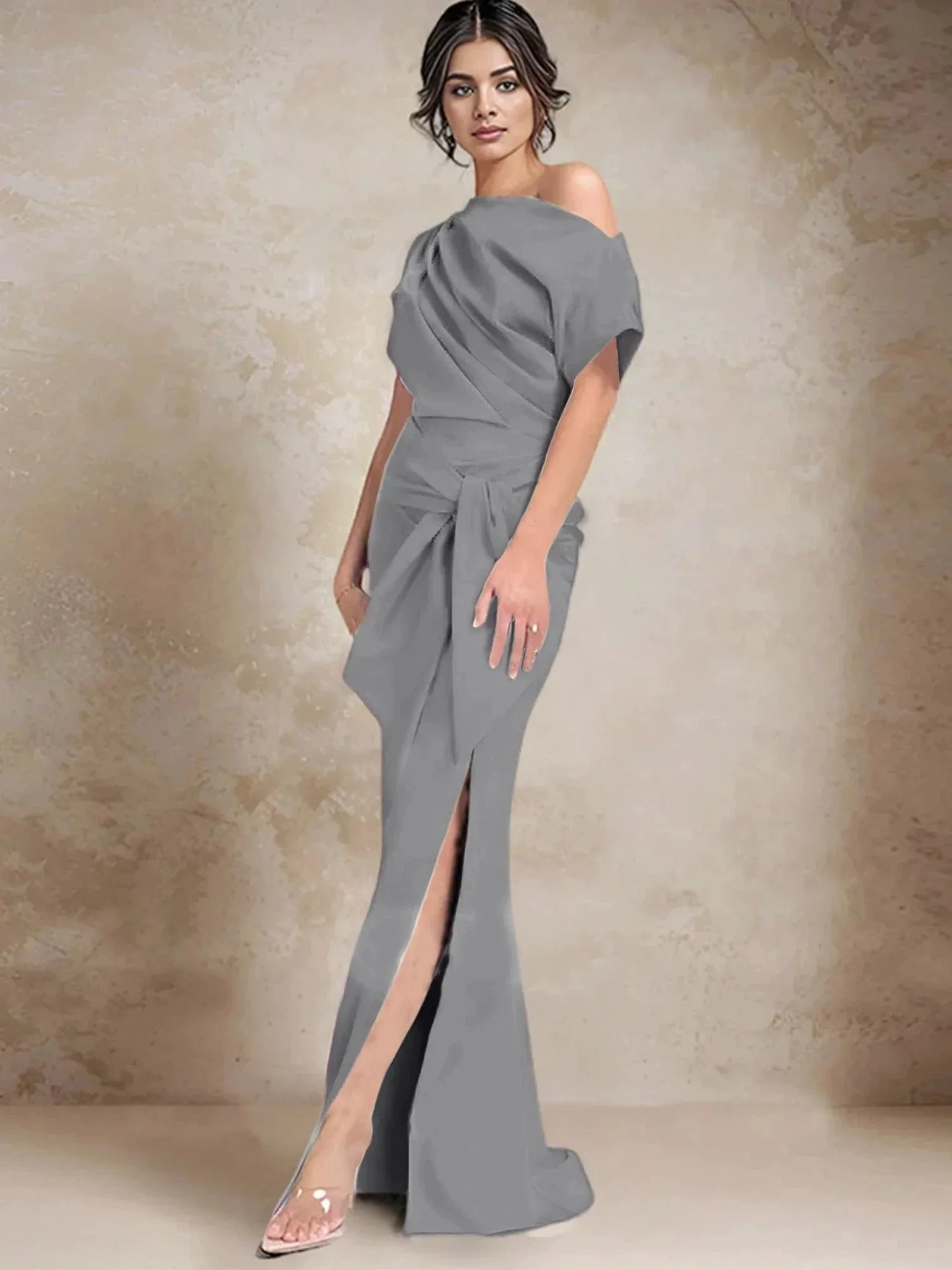 Trumpet/Mermaid One-Shoulder Mother of the Bride Dresses with Split Side - Image 25