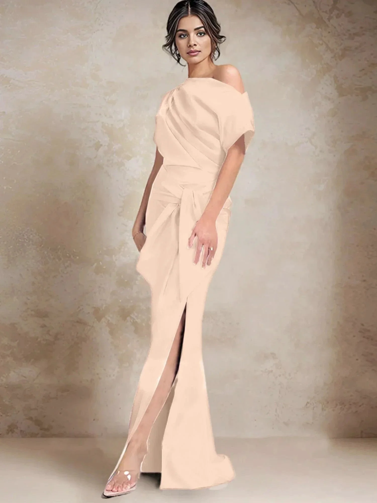 Trumpet/Mermaid One-Shoulder Mother of the Bride Dresses with Split Side - Image 31