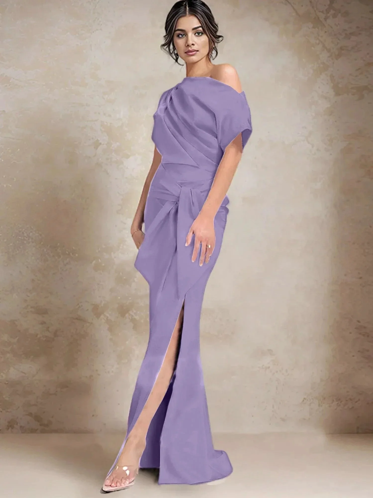 Trumpet/Mermaid One-Shoulder Mother of the Bride Dresses with Split Side - Image 33