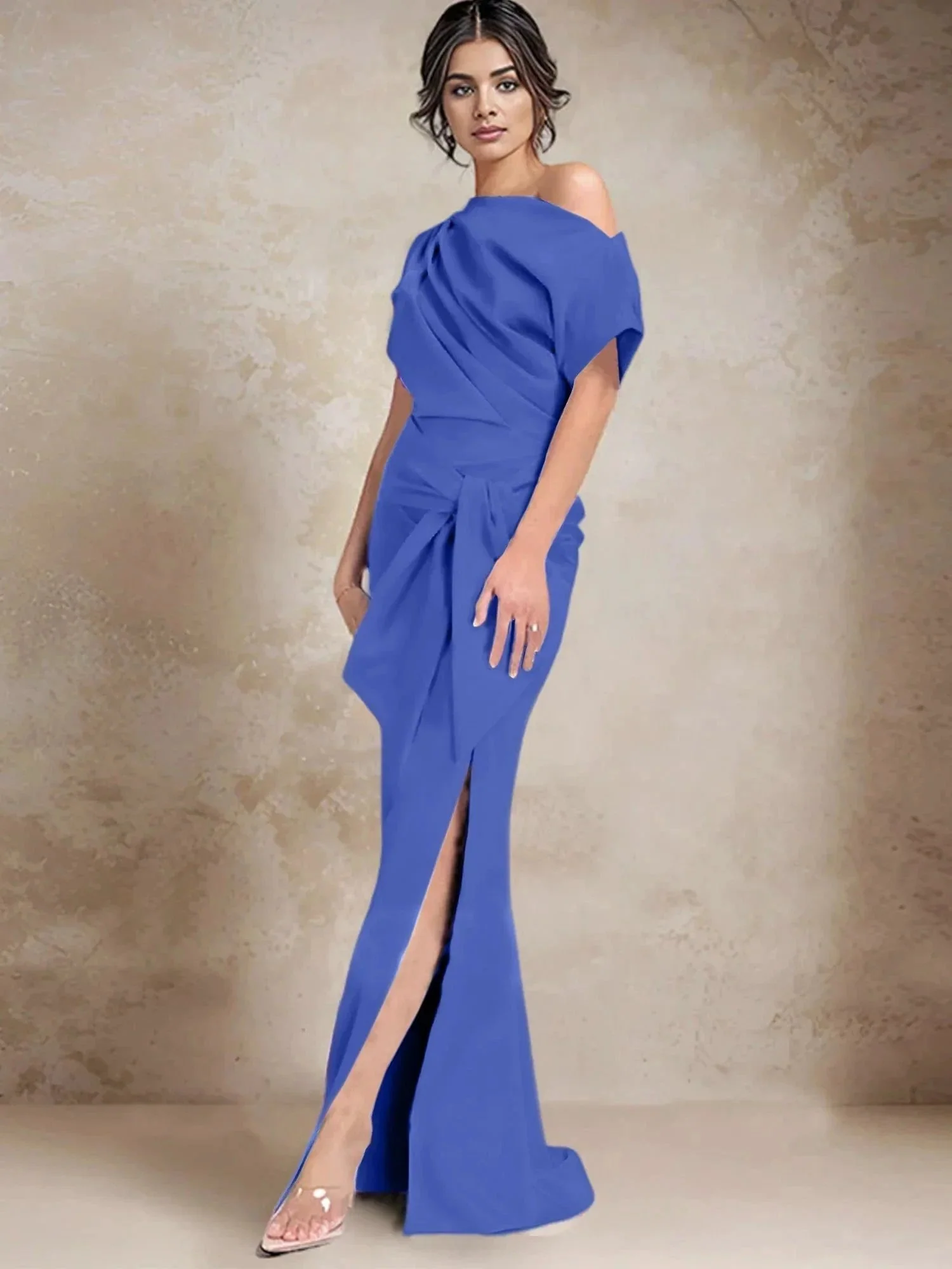 Trumpet/Mermaid One-Shoulder Mother of the Bride Dresses with Split Side - Image 34
