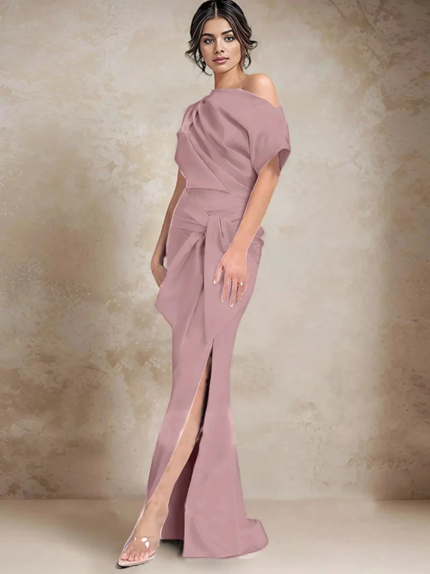 Trumpet/Mermaid One-Shoulder Mother of the Bride Dresses with Split Side - Image 37