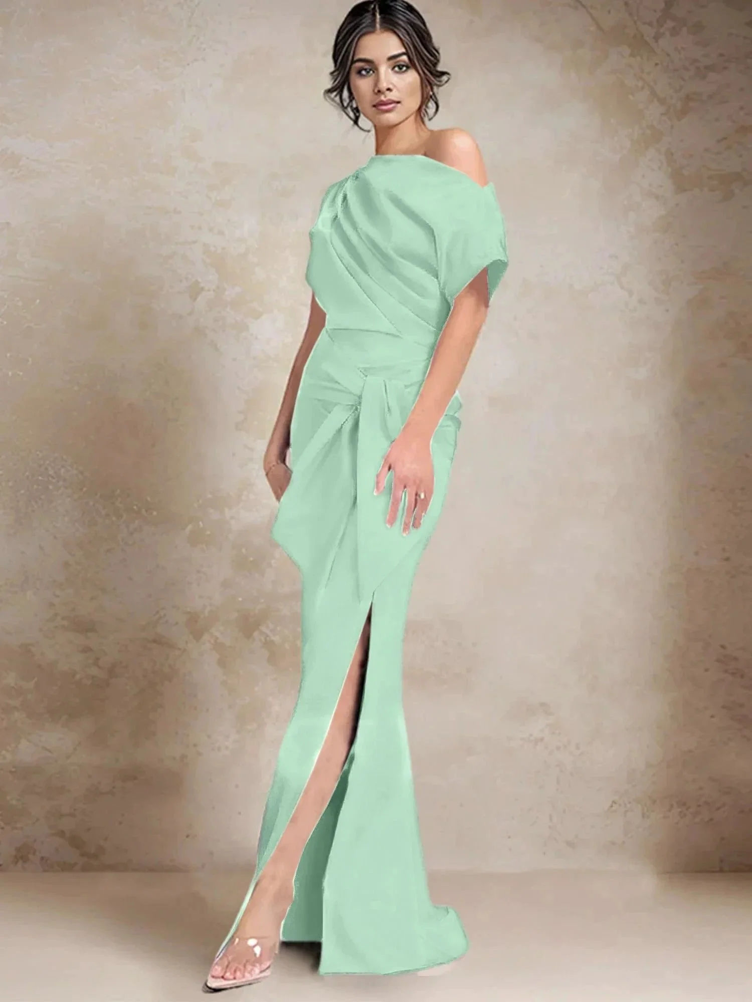Trumpet/Mermaid One-Shoulder Mother of the Bride Dresses with Split Side - Image 38