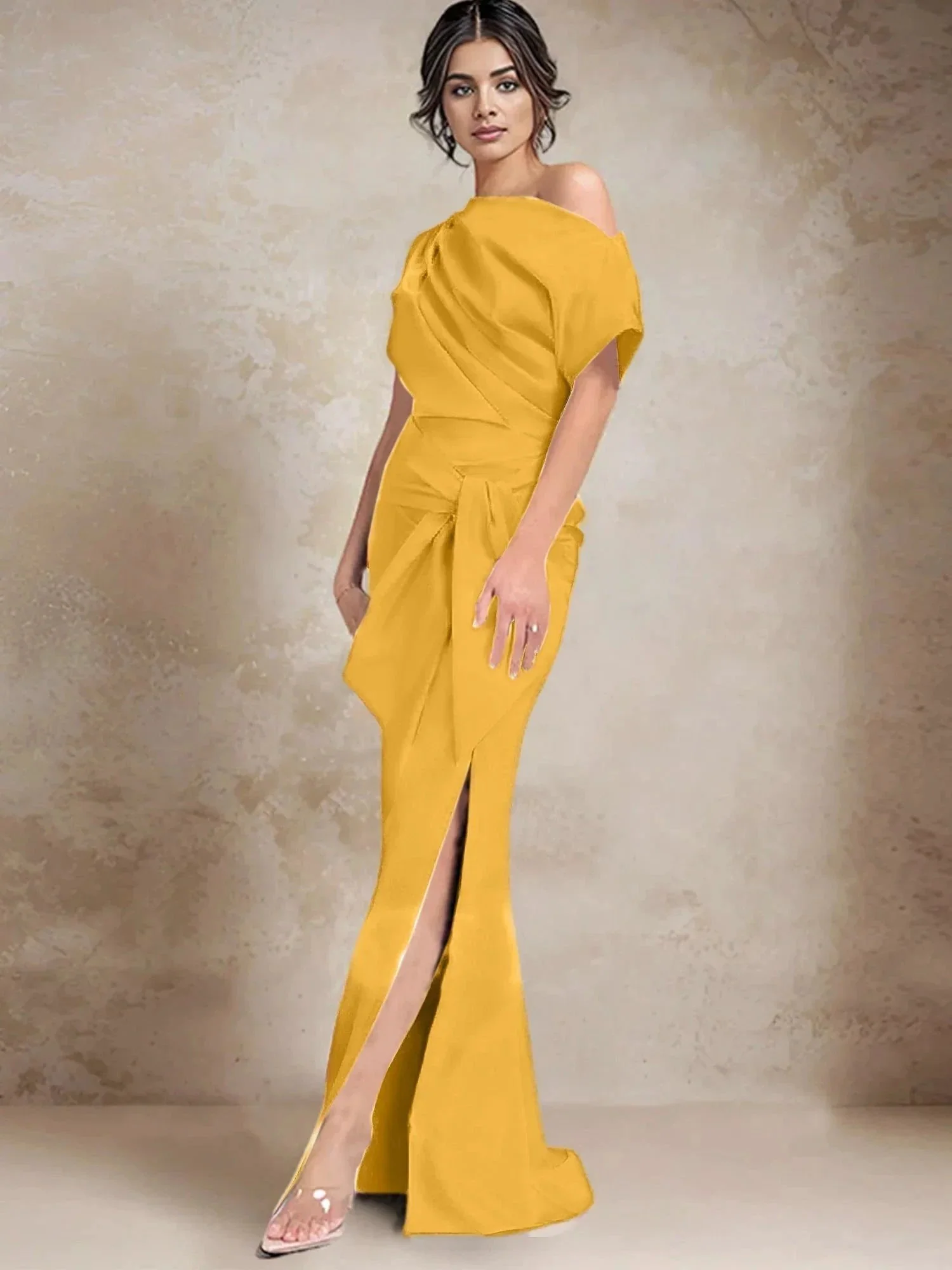 Trumpet/Mermaid One-Shoulder Mother of the Bride Dresses with Split Side - Image 41