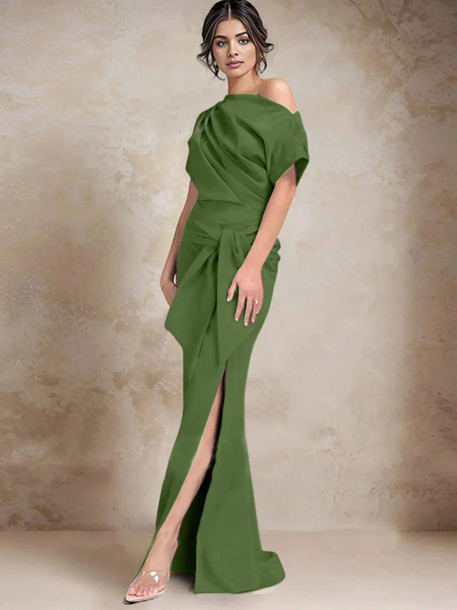 Trumpet/Mermaid One-Shoulder Mother of the Bride Dresses with Split Side - Image 44