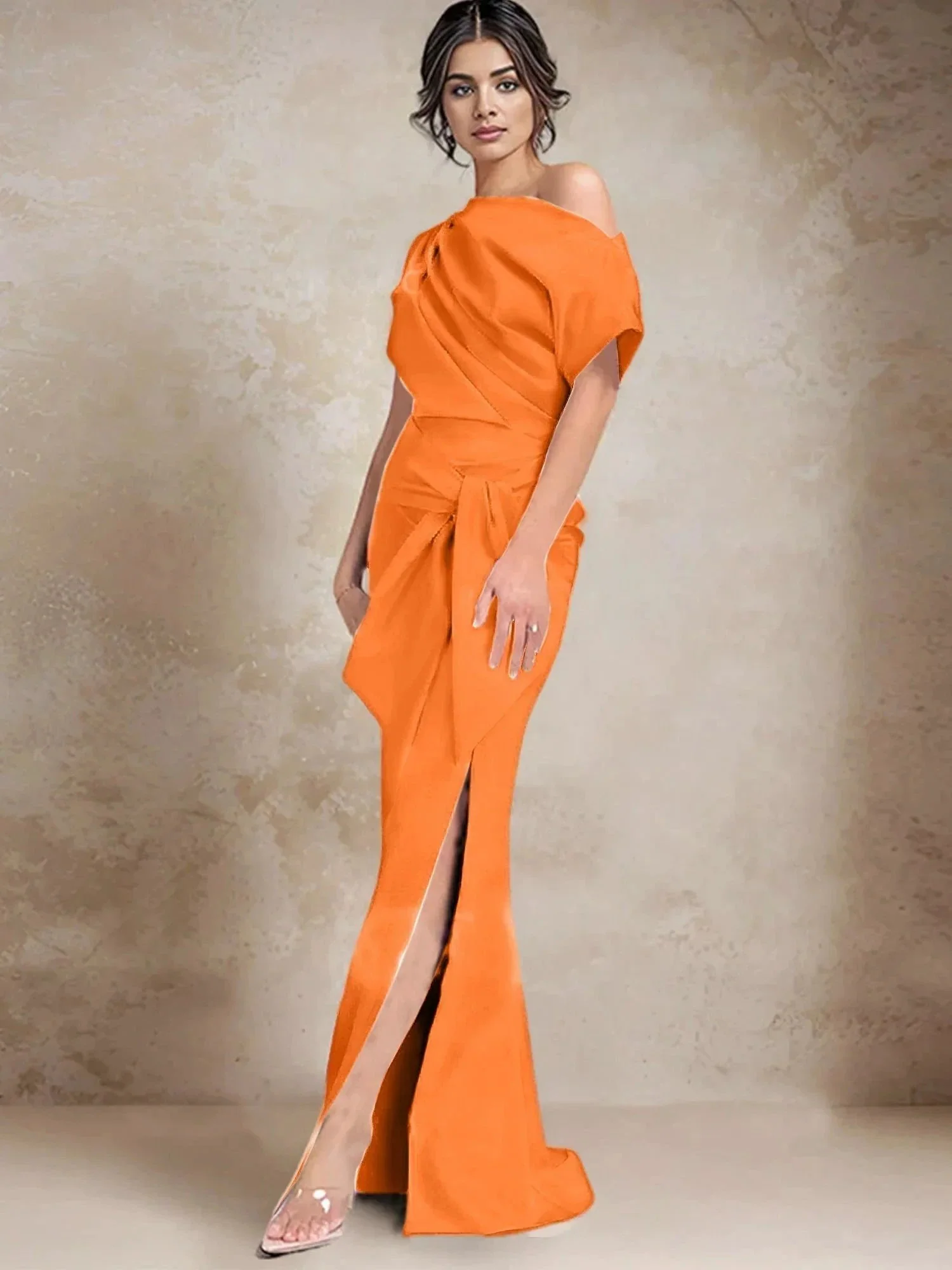 Trumpet/Mermaid One-Shoulder Mother of the Bride Dresses with Split Side - Image 45