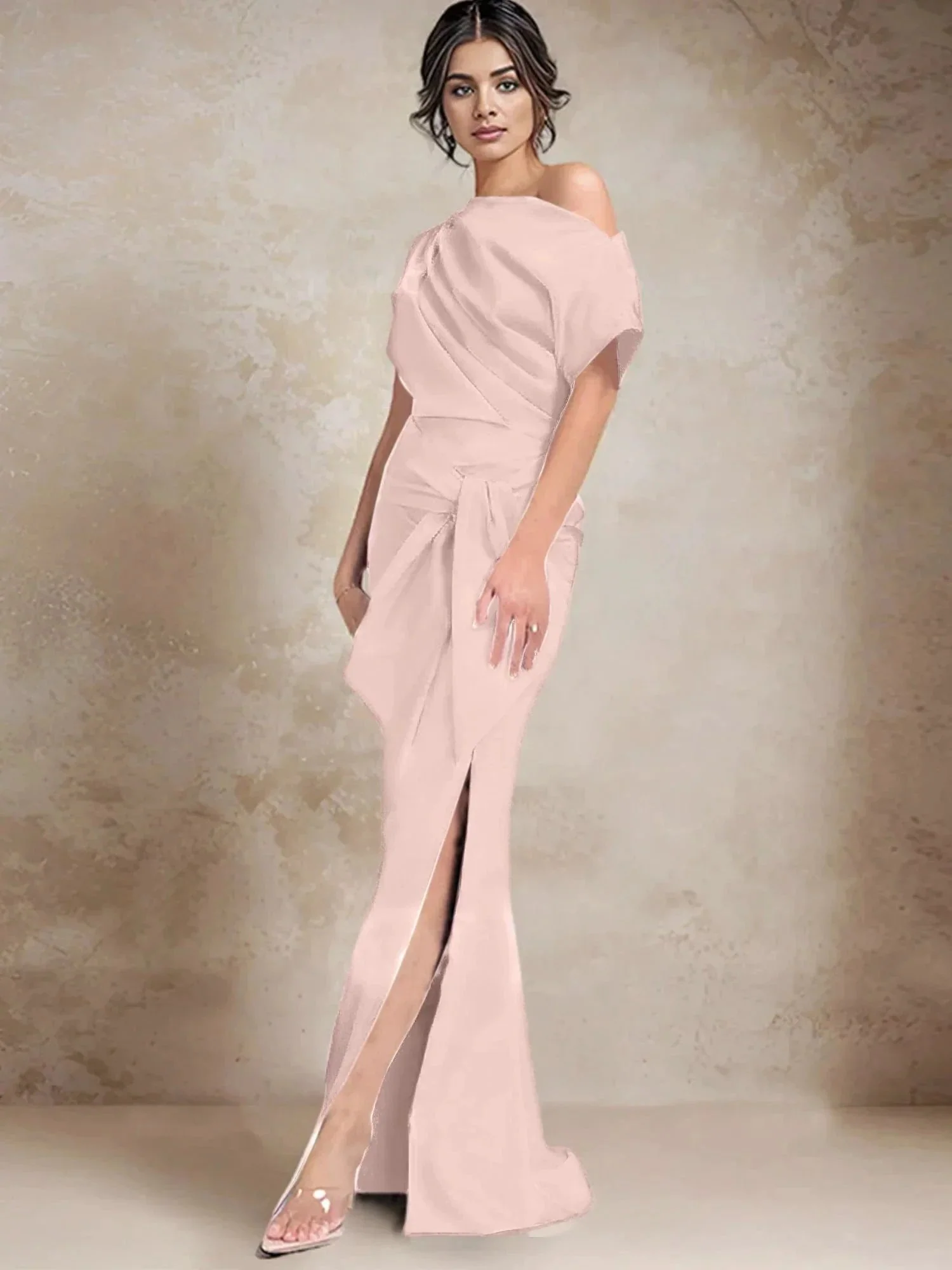 Trumpet/Mermaid One-Shoulder Mother of the Bride Dresses with Split Side - Image 49
