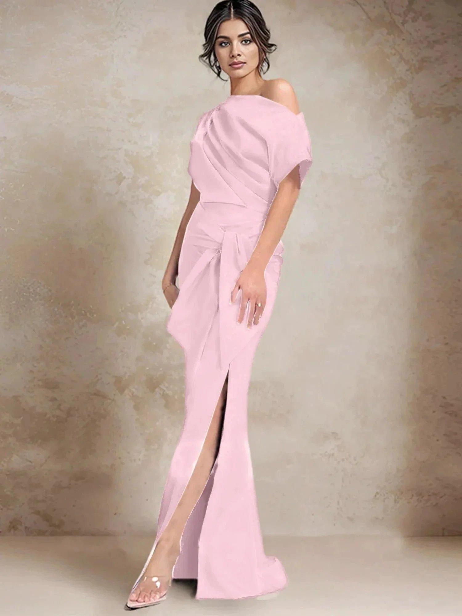 Trumpet/Mermaid One-Shoulder Mother of the Bride Dresses with Split Side - Image 50