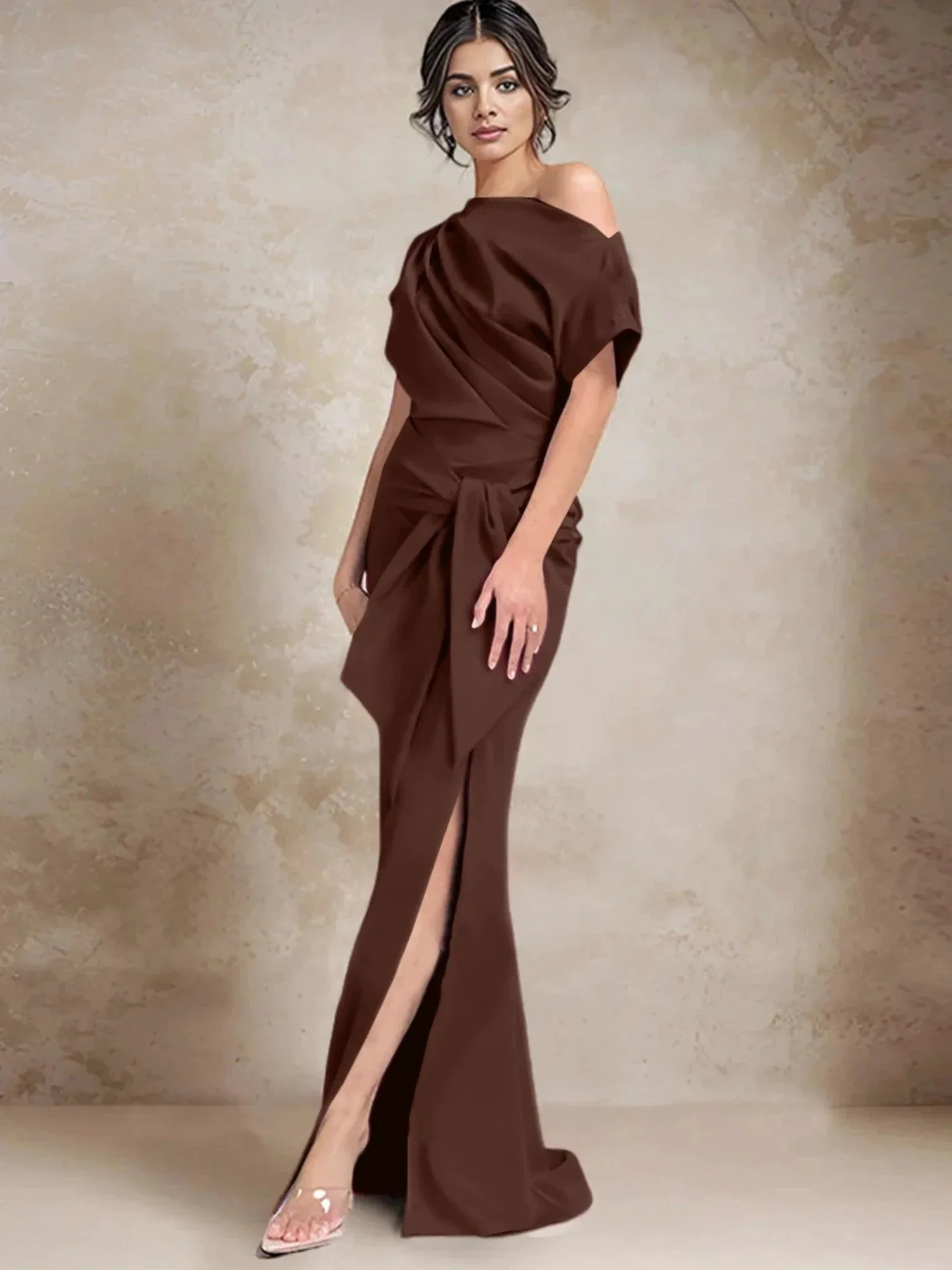 Trumpet/Mermaid One-Shoulder Mother of the Bride Dresses with Split Side - Image 6