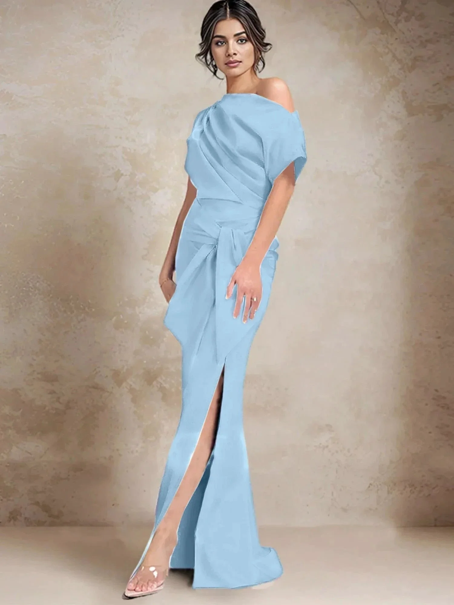 Trumpet/Mermaid One-Shoulder Mother of the Bride Dresses with Split Side - Image 60