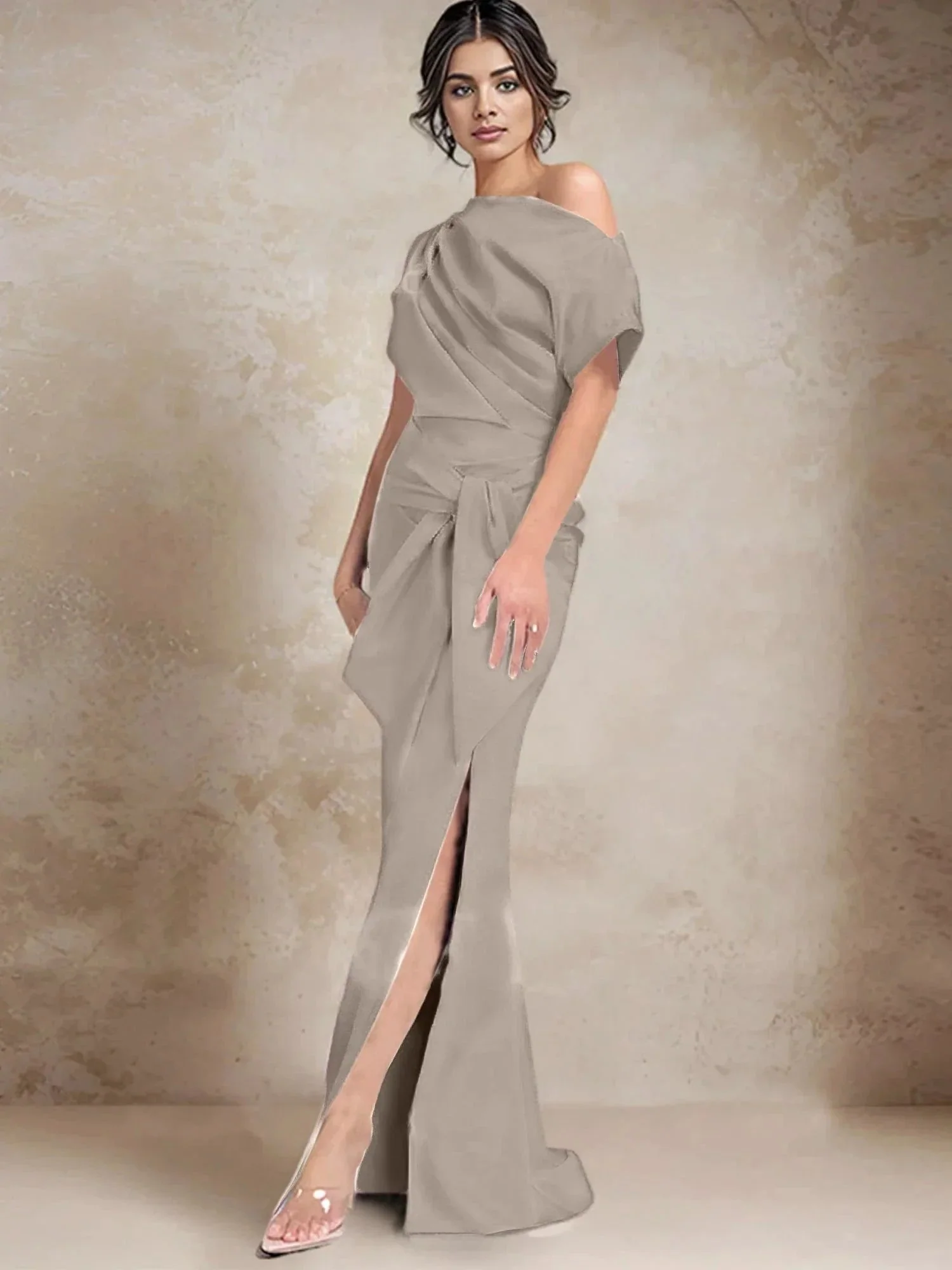 Trumpet/Mermaid One-Shoulder Mother of the Bride Dresses with Split Side - Image 64