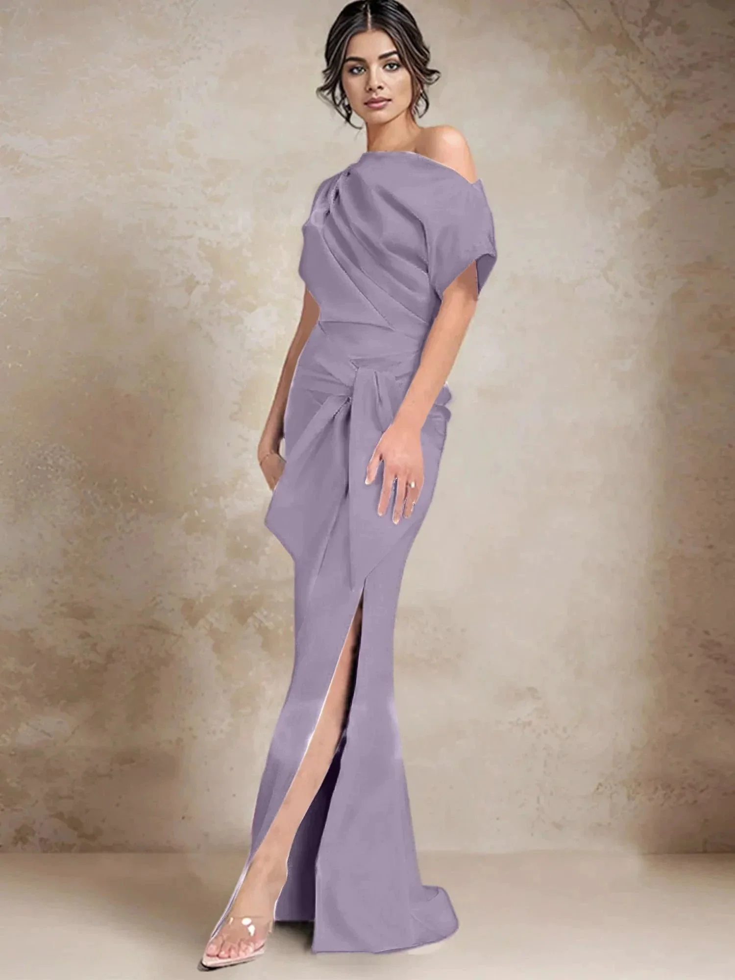 Trumpet/Mermaid One-Shoulder Mother of the Bride Dresses with Split Side - Image 68