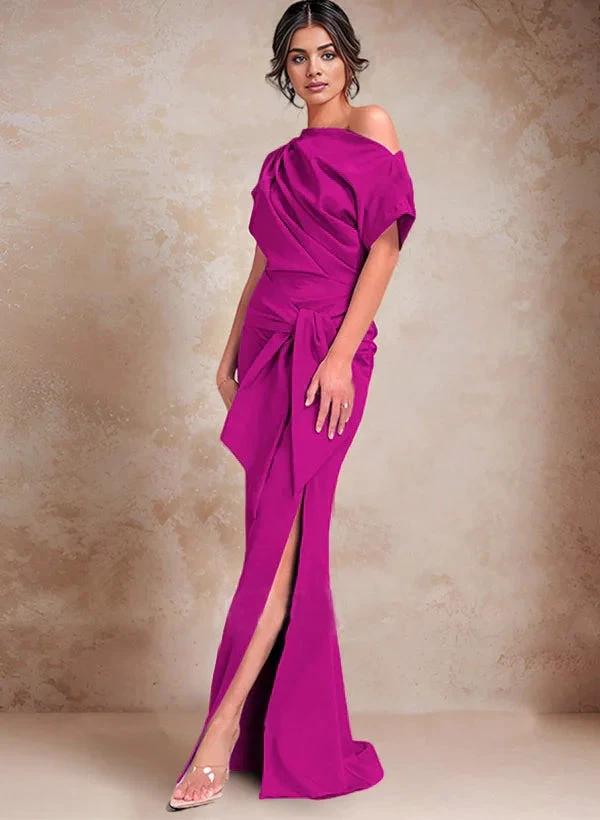 Trumpet/Mermaid One-Shoulder Mother of the Bride Dresses with Split Side - Image 70