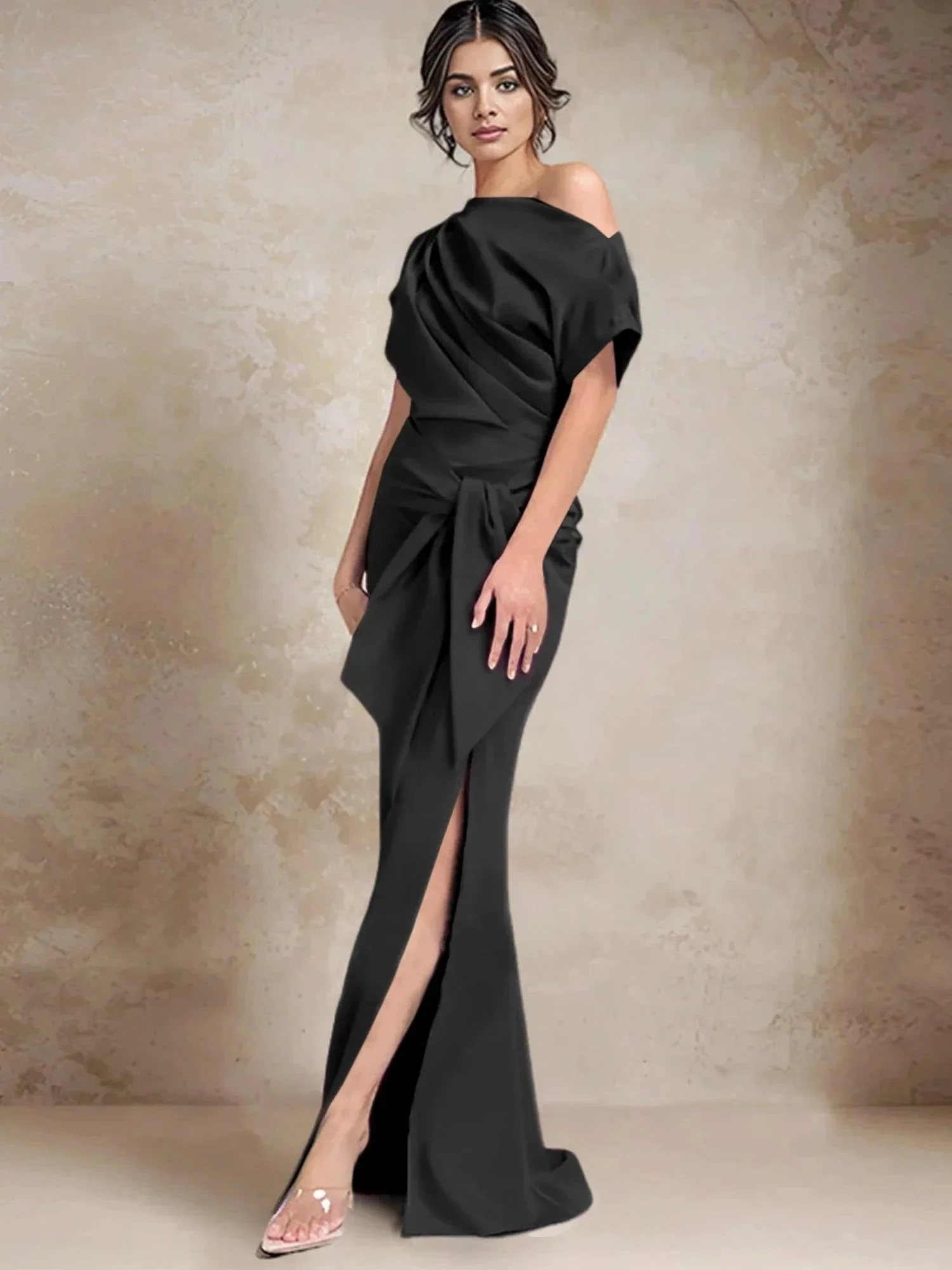 Trumpet/Mermaid One-Shoulder Mother of the Bride Dresses with Split Side - Image 72