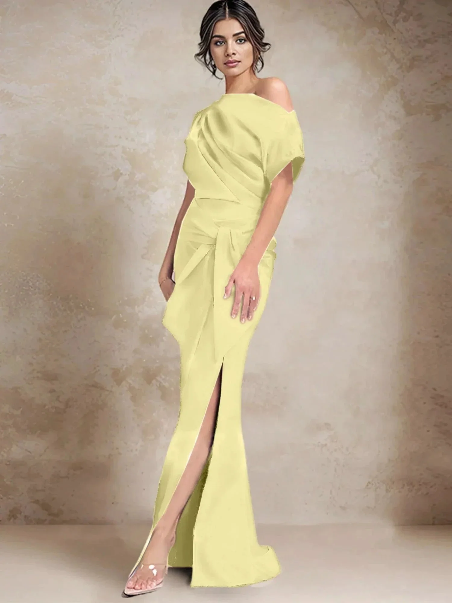 Trumpet/Mermaid One-Shoulder Mother of the Bride Dresses with Split Side - Image 77