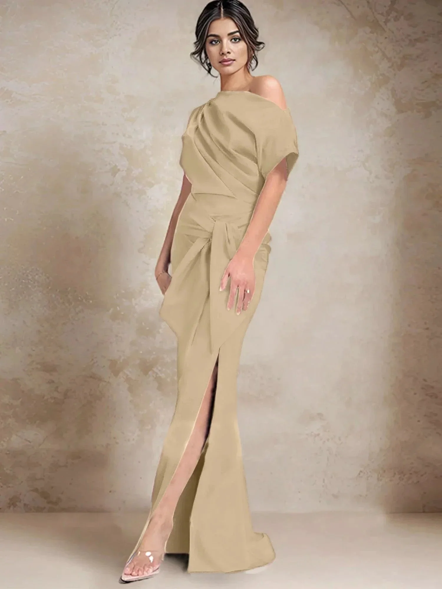 Trumpet/Mermaid One-Shoulder Mother of the Bride Dresses with Split Side - Image 78