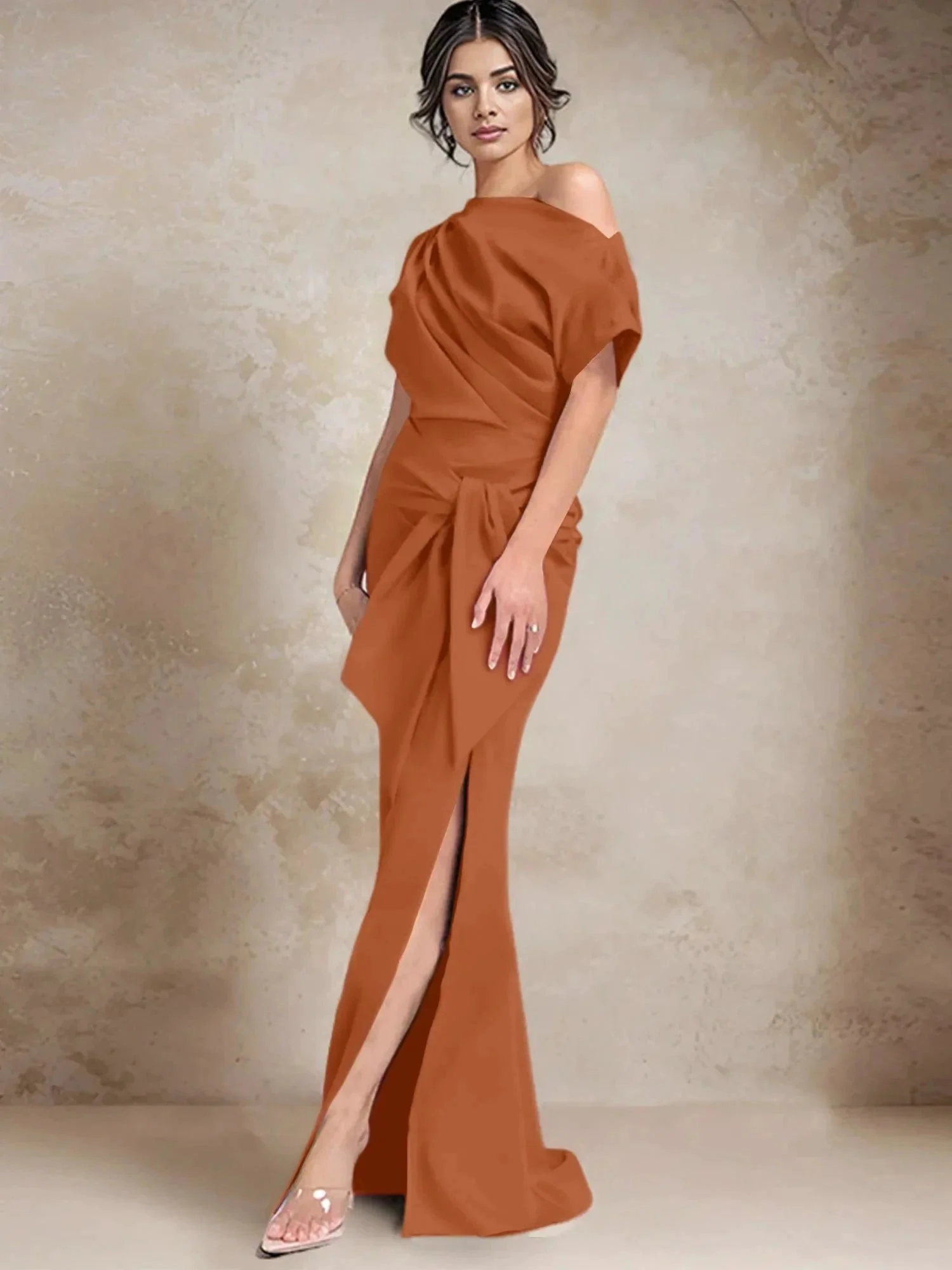 Trumpet/Mermaid One-Shoulder Mother of the Bride Dresses with Split Side - Image 8