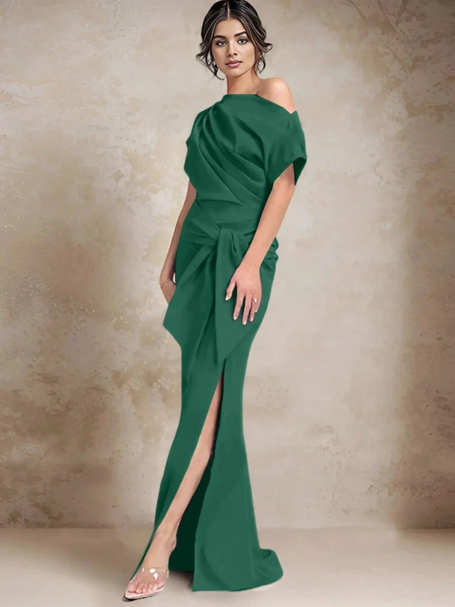 Trumpet/Mermaid One-Shoulder Mother of the Bride Dresses with Split Side - Image 80