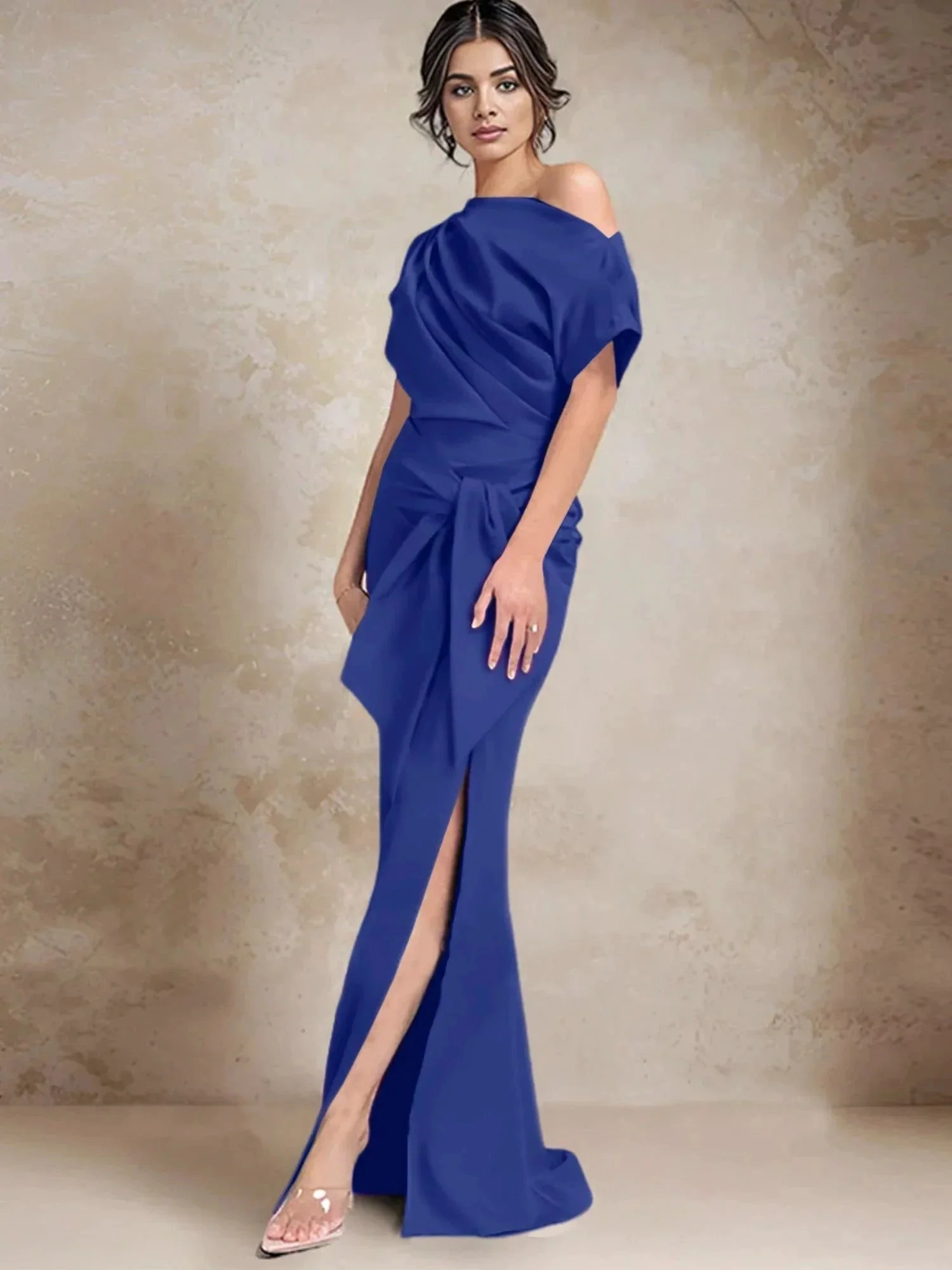Trumpet/Mermaid One-Shoulder Mother of the Bride Dresses with Split Side - Image 81