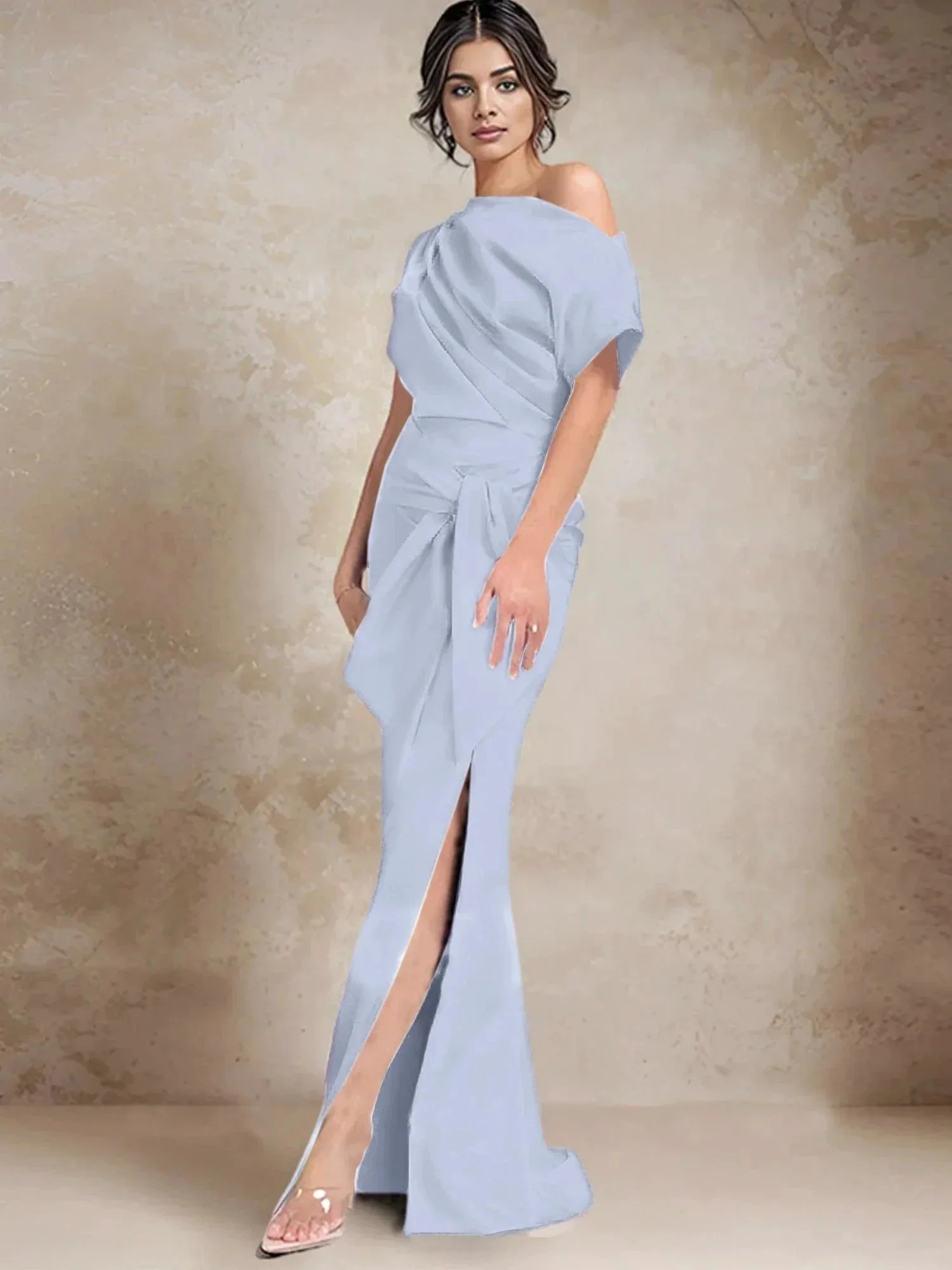 Trumpet/Mermaid One-Shoulder Mother of the Bride Dresses with Split Side - Image 95